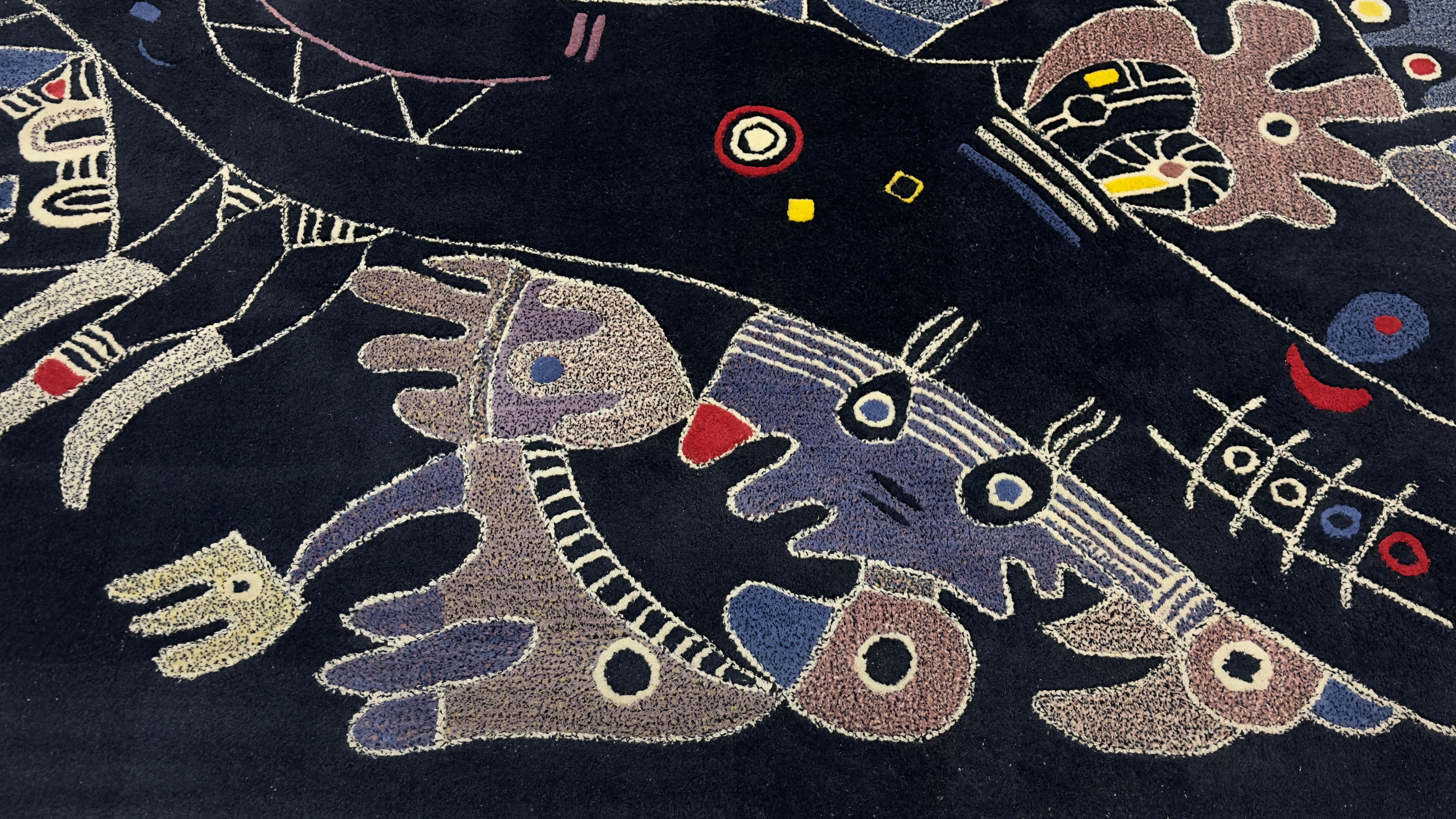 Wool Mid Century Artistic French Tapestry 5’3” x 7’8” For Sale