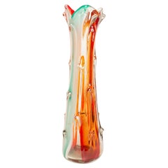 Mid Century Artistic Glass Orange Vase, Tarnowiec, Sulczan, Europe, 1970s