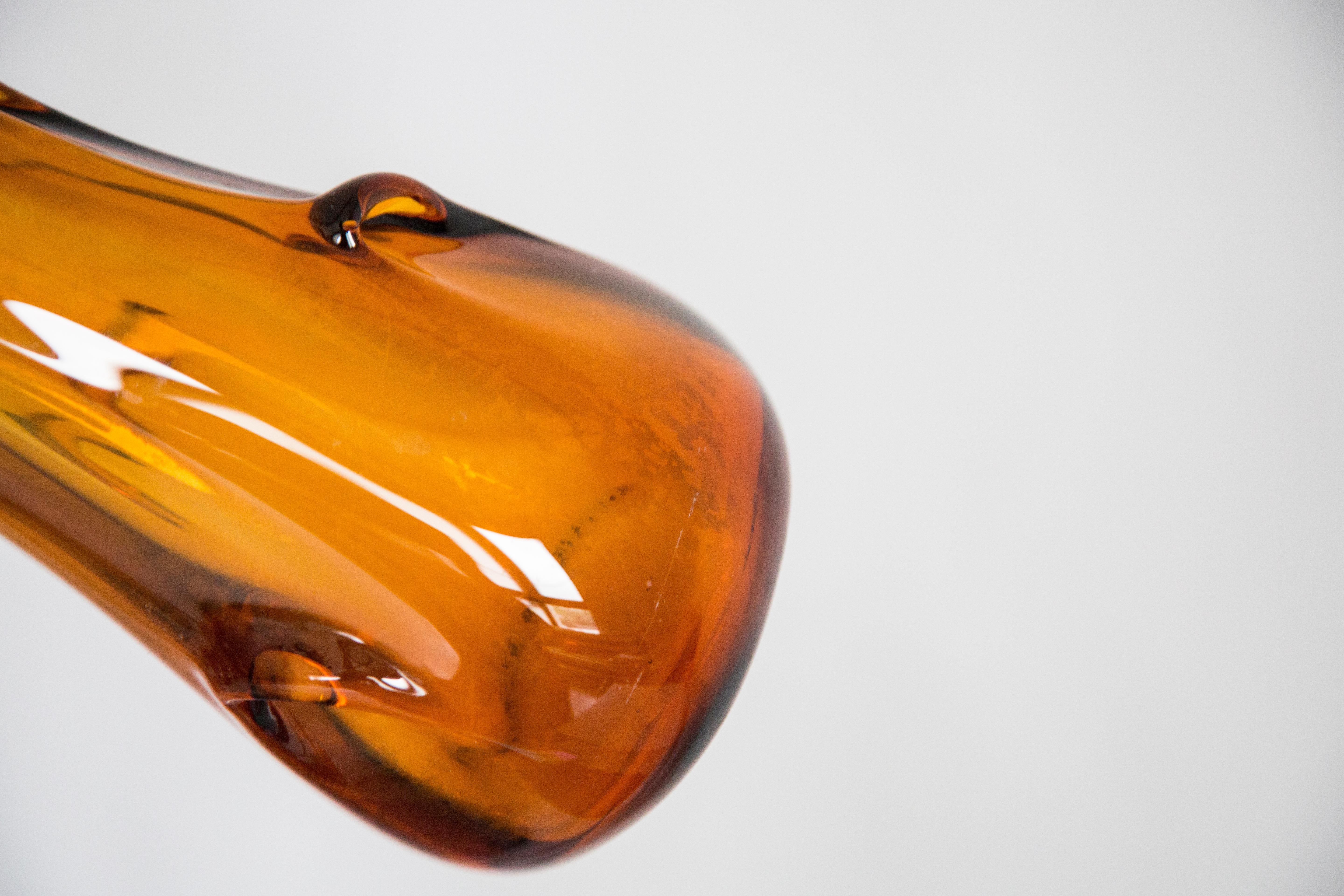 Vaso giallo in vetro artistico di metà secolo, Tarnowiec, Sulczan, Europa, anni '70 in vendita 4