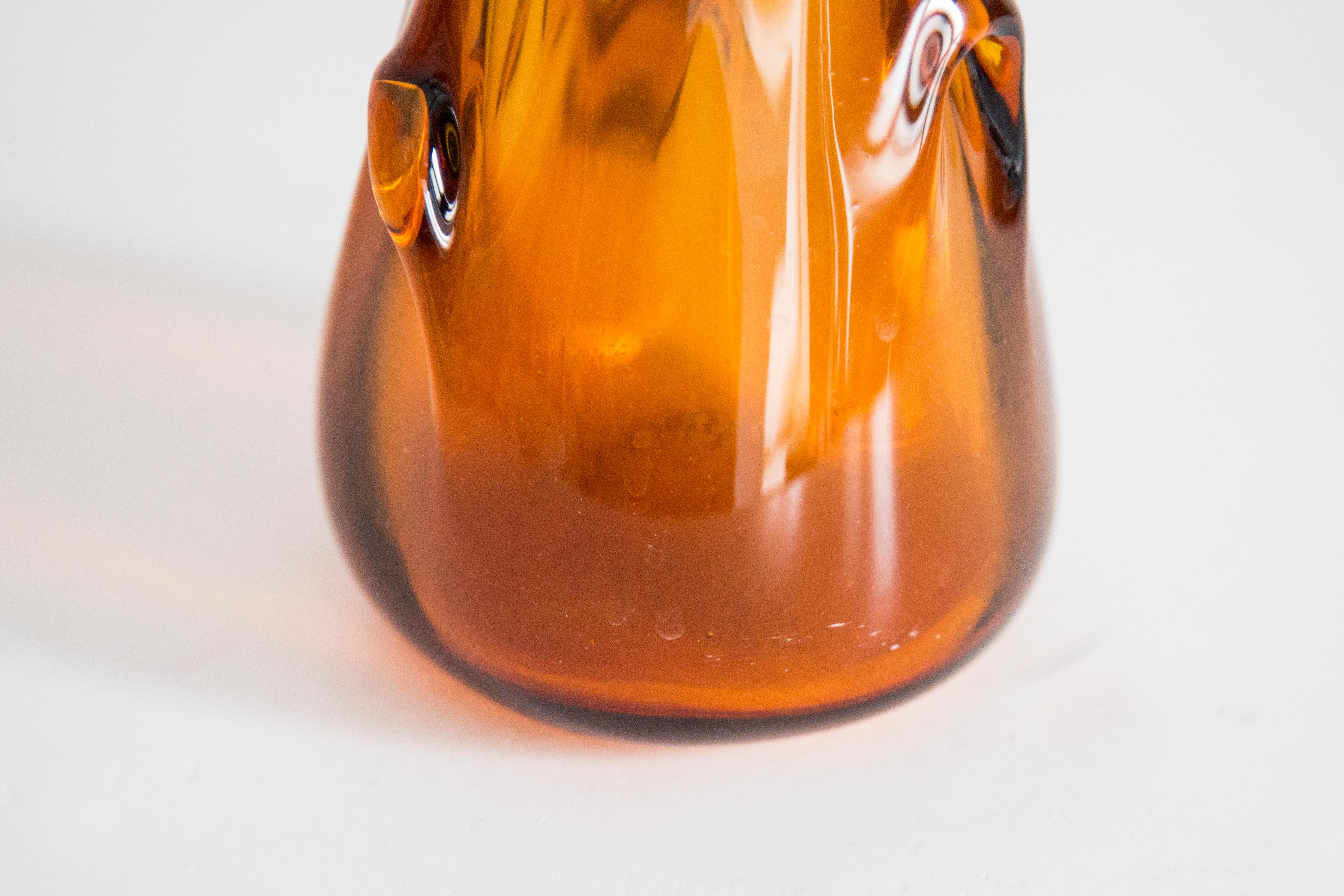 XX secolo Vaso giallo in vetro artistico di metà secolo, Tarnowiec, Sulczan, Europa, anni '70 in vendita