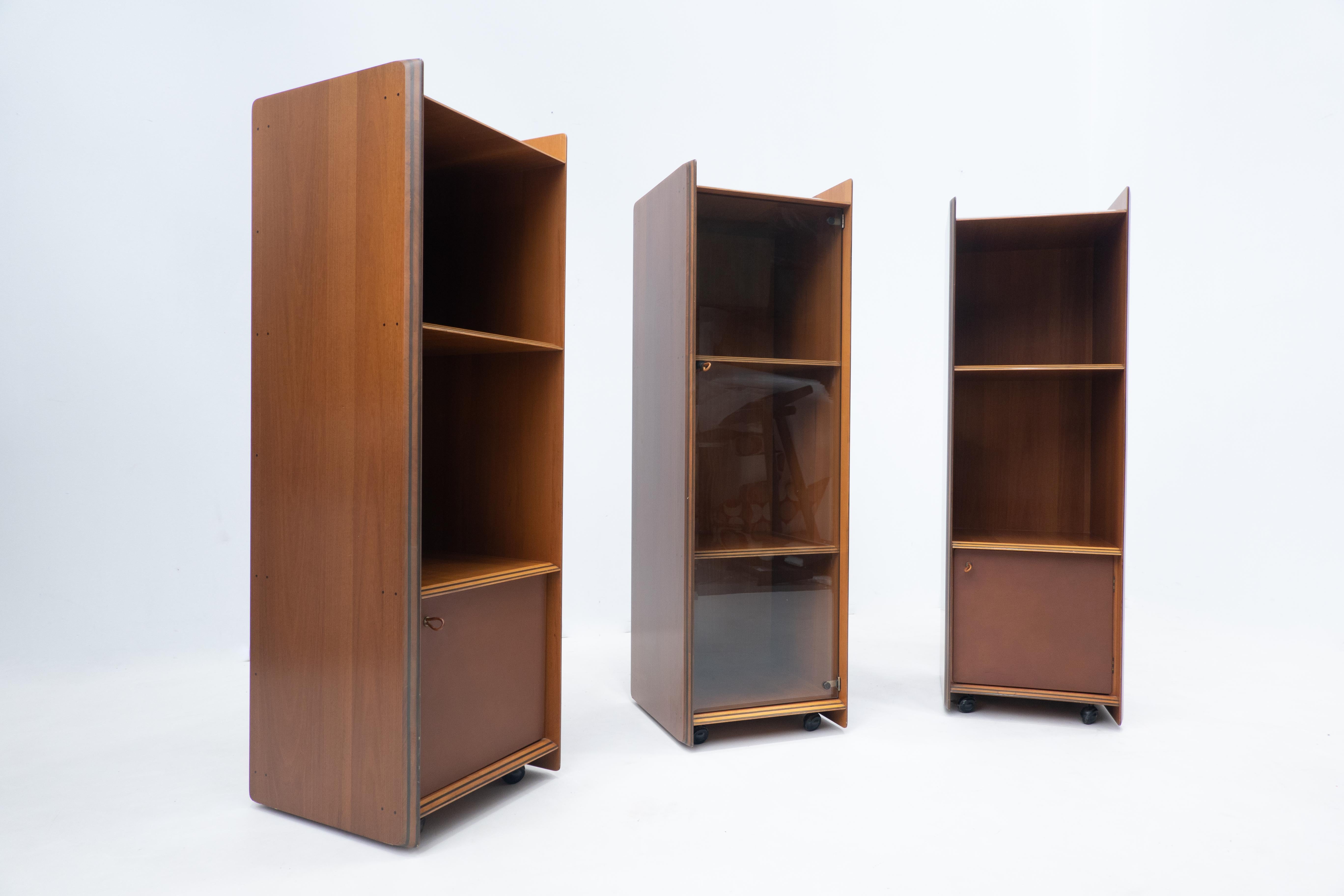 Mid-Century Artona shelf by Afra & Tobia Scarpa for Maxalto, Wood and Leather 5
