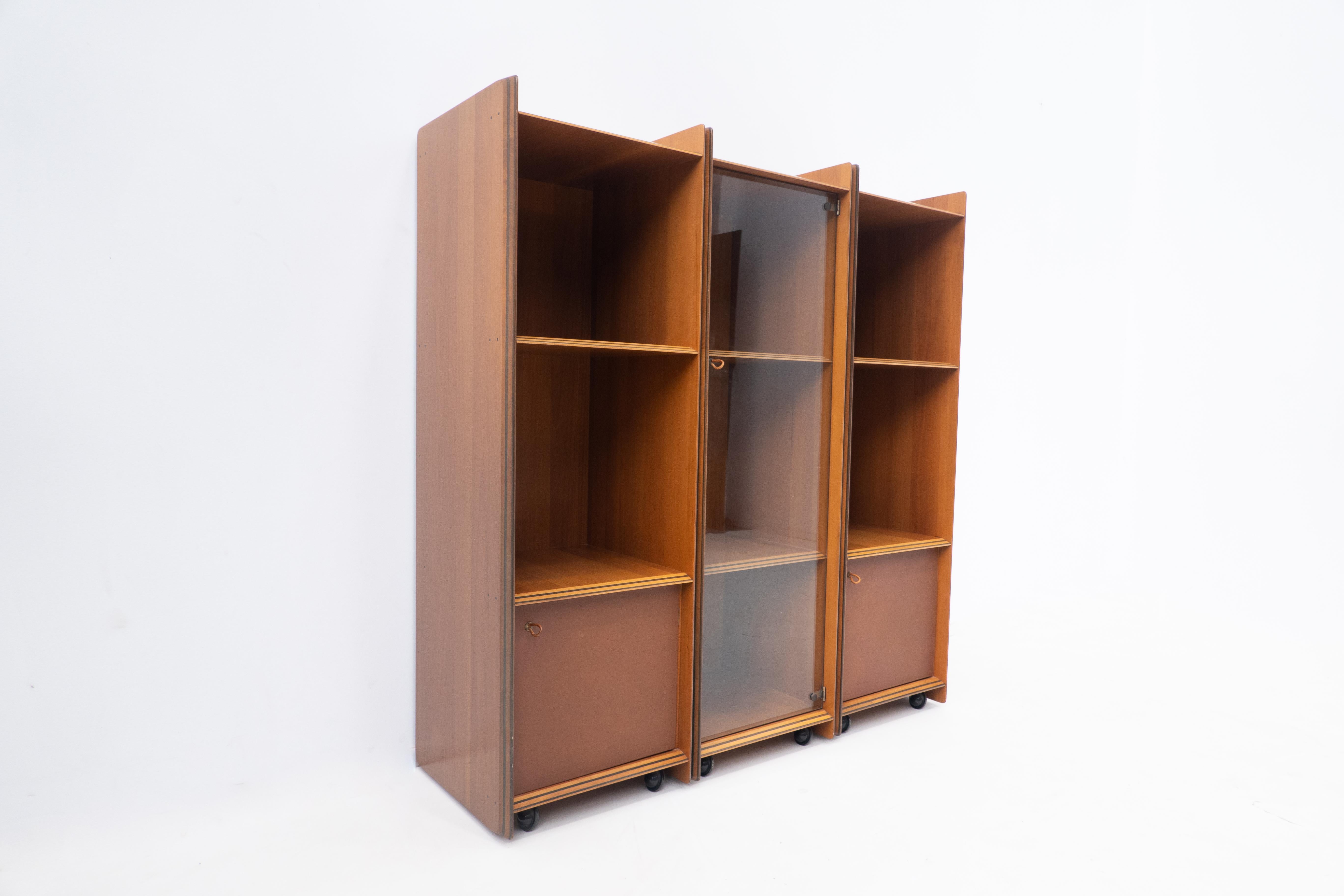 Mid-Century Artona shelf by Afra & Tobia Scarpa for Maxalto, Wood and Leather 7