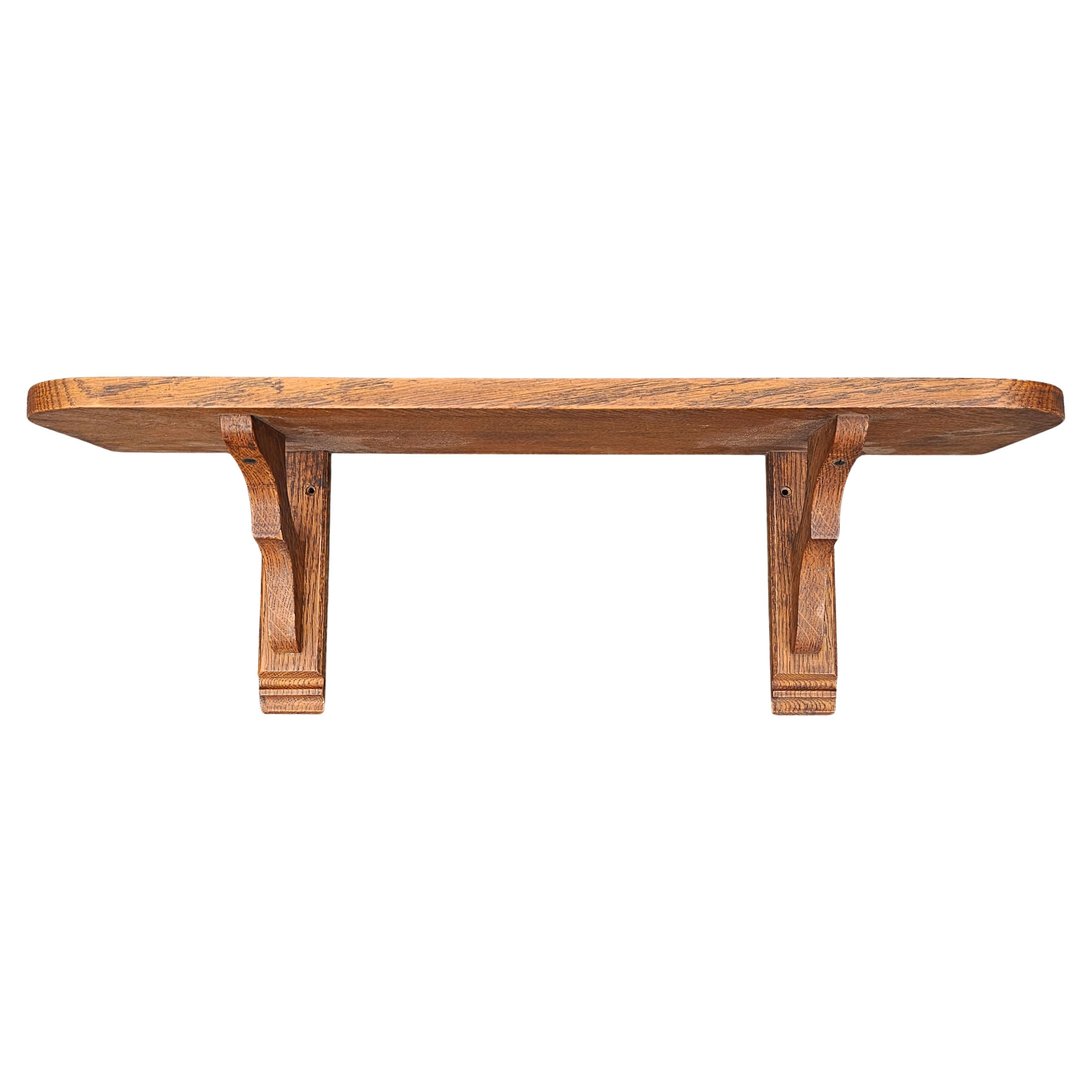 Mid-Century Arts and Crafts Mission Style Oak Wall Shelf measuring 28