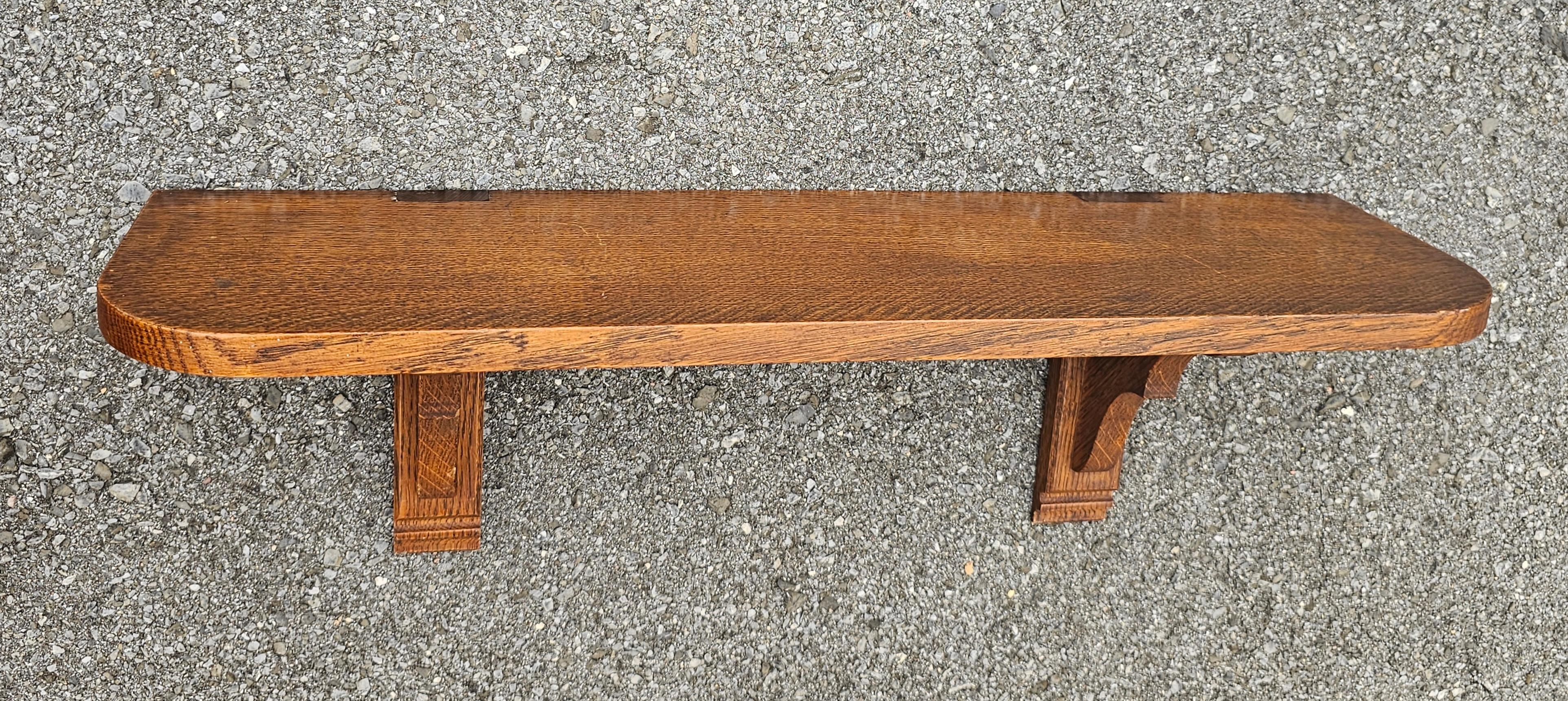 Mid Century Arts and Crafts Mission Style Oak Wall Shelf In Good Condition For Sale In Germantown, MD