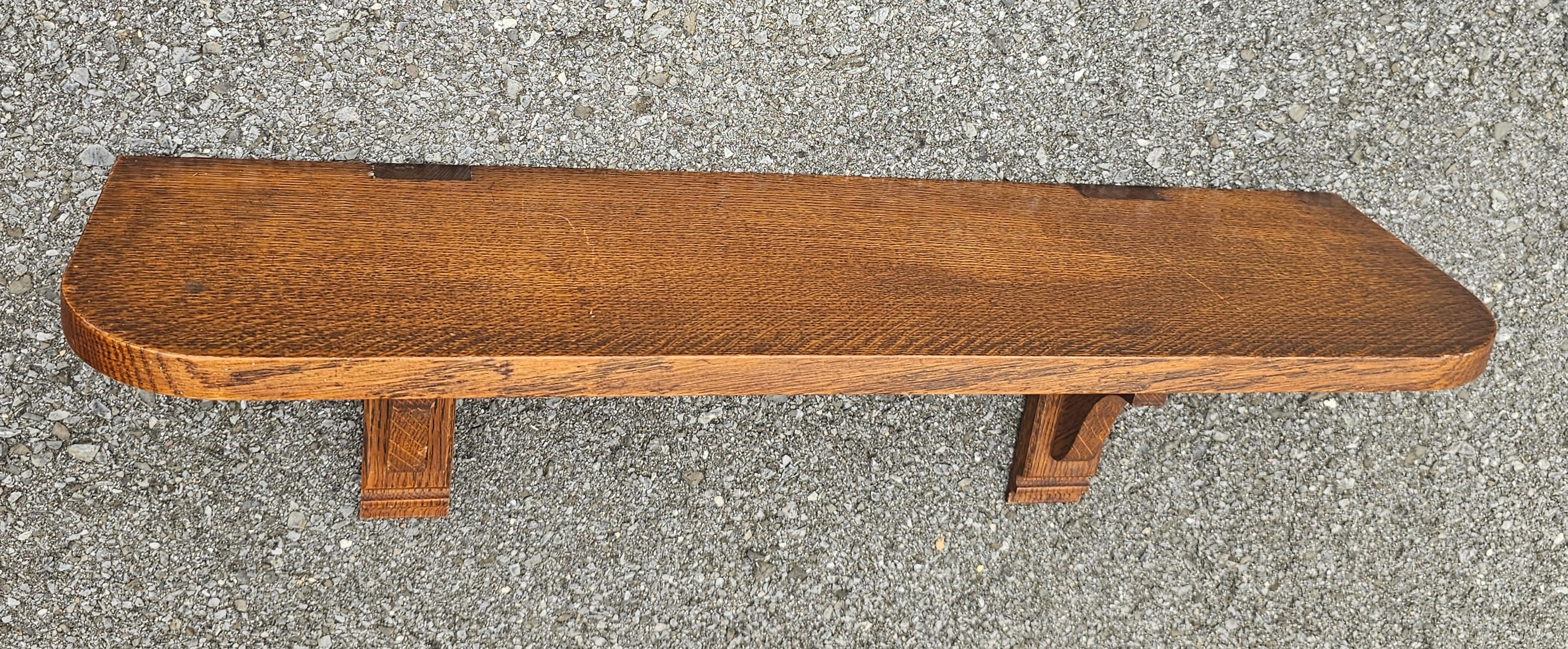 20th Century Mid Century Arts and Crafts Mission Style Oak Wall Shelf For Sale