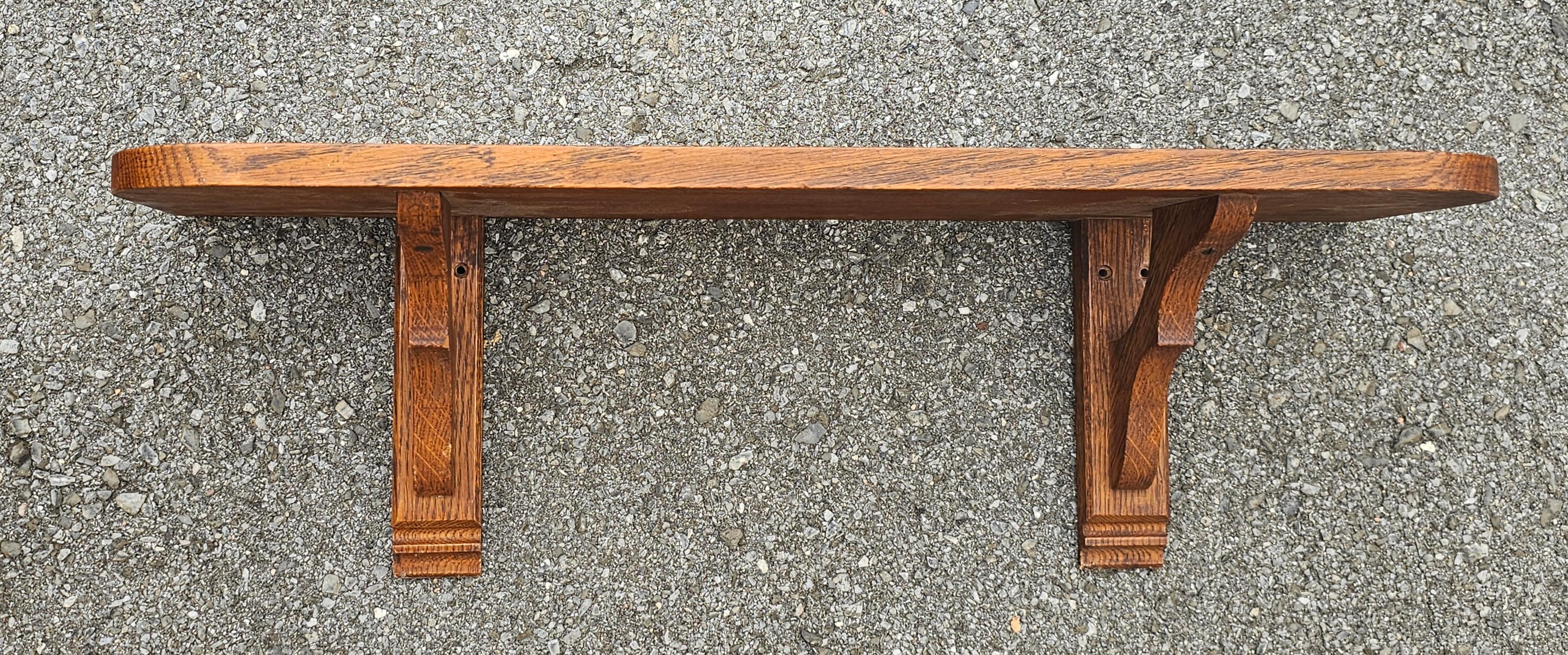 Mid Century Arts and Crafts Mission Style Oak Wall Shelf For Sale 1