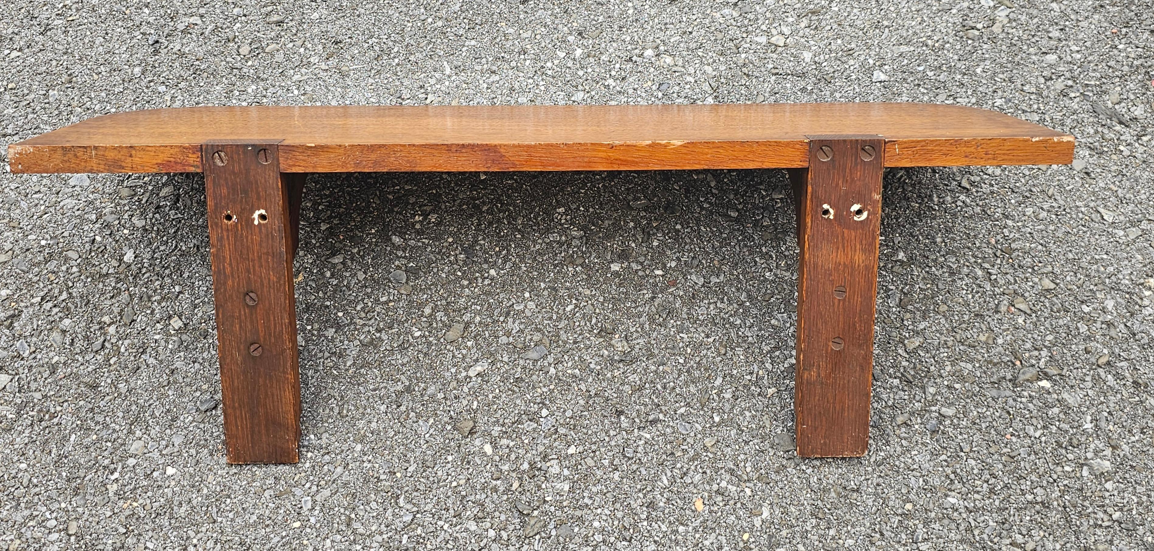 Mid Century Arts and Crafts Mission Style Oak Wall Shelf For Sale 2