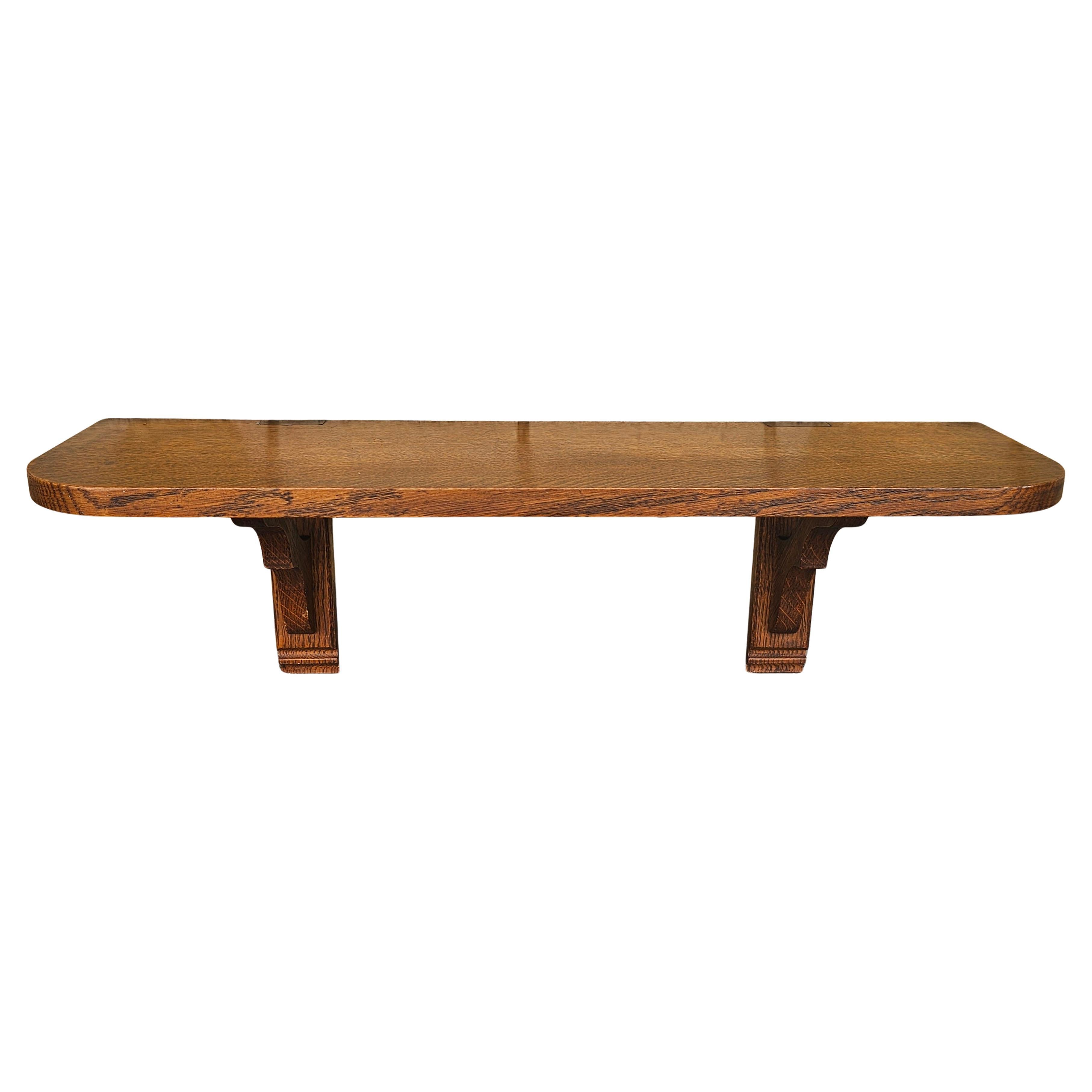 Mid Century Arts and Crafts Mission Style Oak Wall Shelf