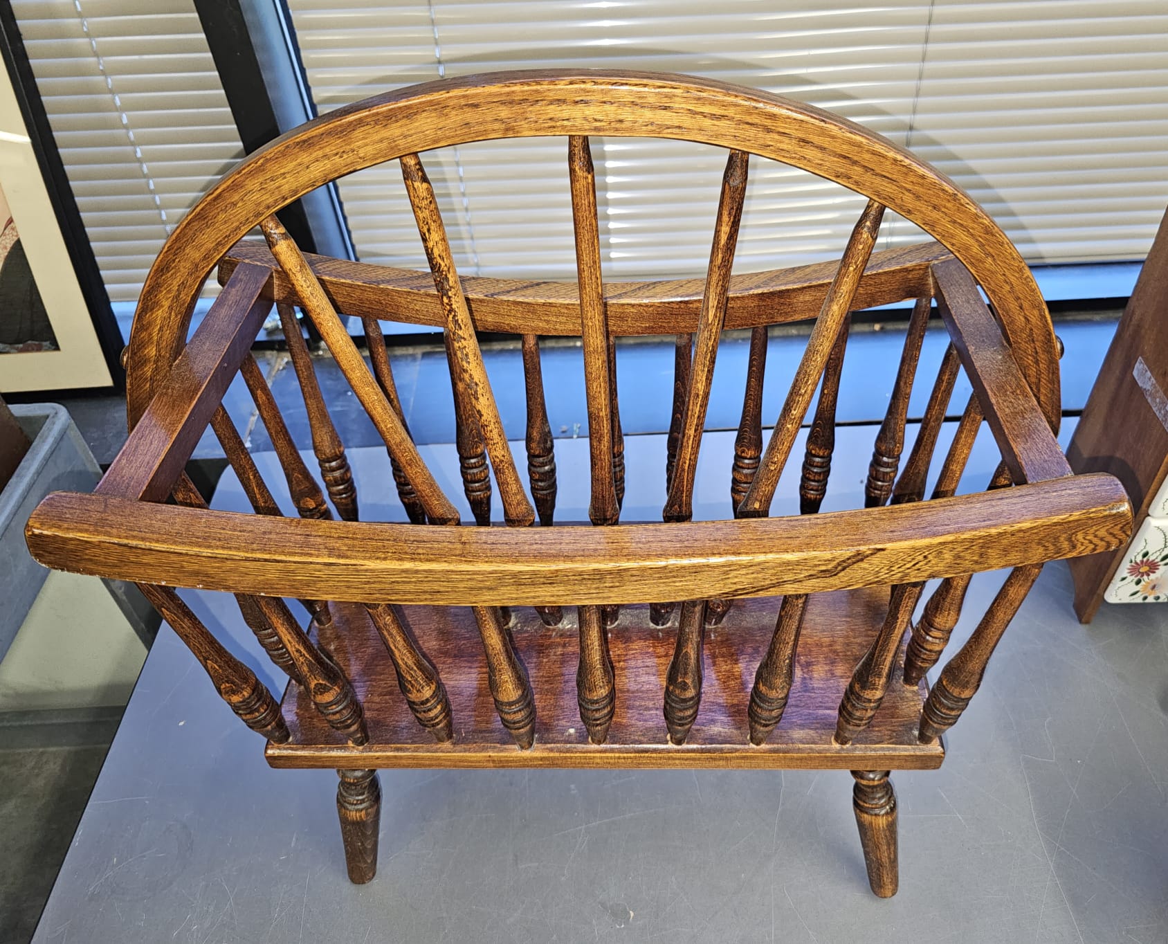 A Mid Century Arts and Crafts Oak Canterbury Magazine Racks in great vintage condition. Measures 22