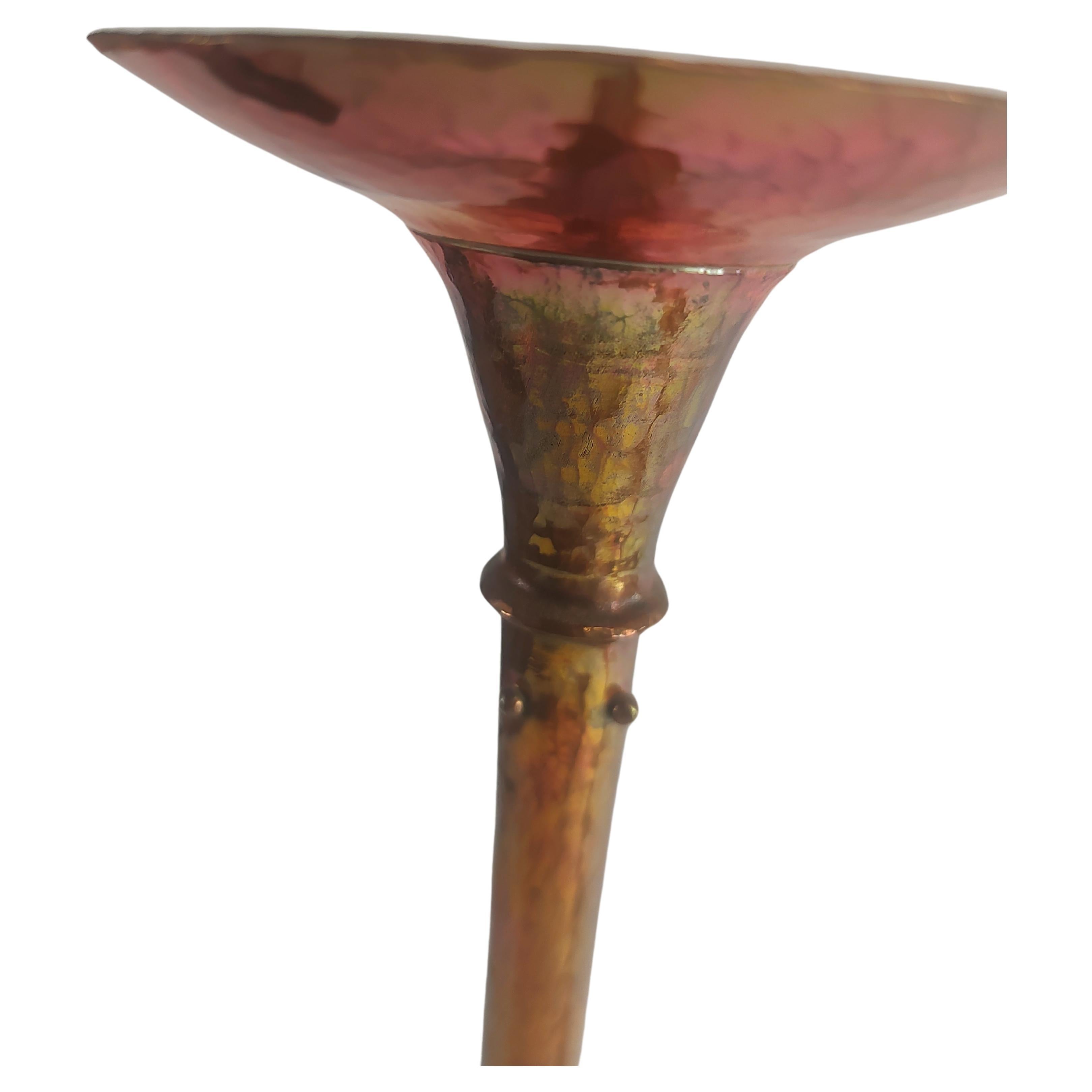 Late 20th Century Mid Century Arts & Crafts Copper Candlesticks by Hessel Studios Hand Hammered