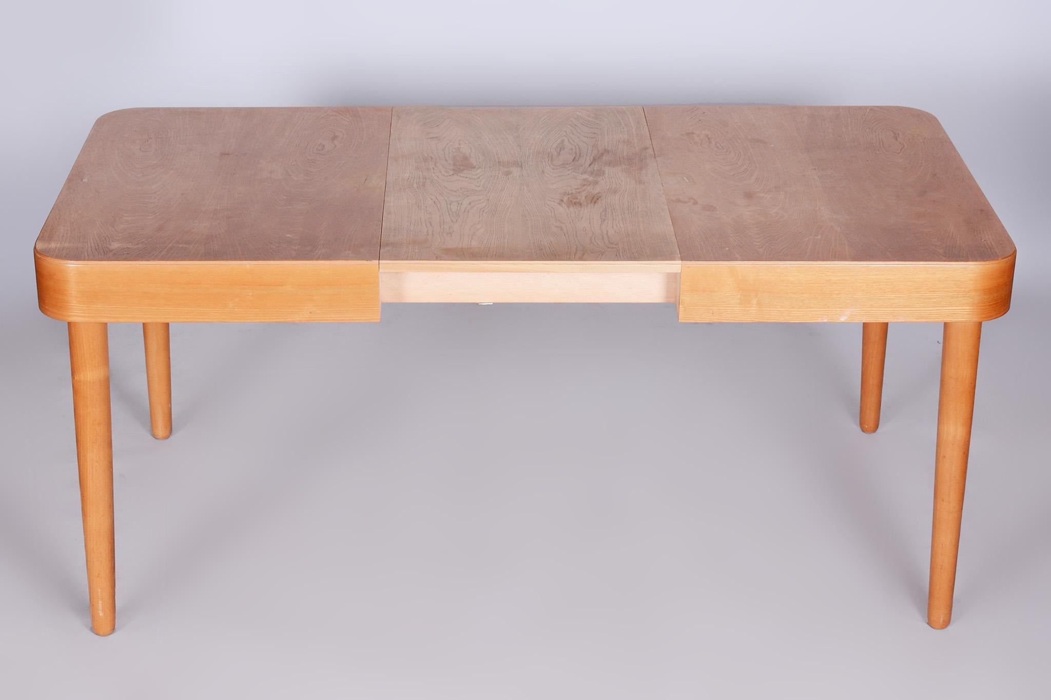 Mid-Century Modern Midcentury Ash Dining Table, Made by Uluv, Revived Polish, Czechia, 1950s For Sale
