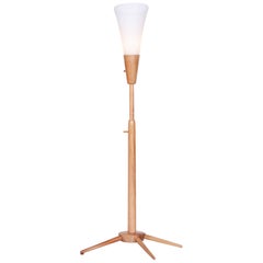 Midcentury Ash Floor Lamp, Period 1960-1969, Original Preserved Condition