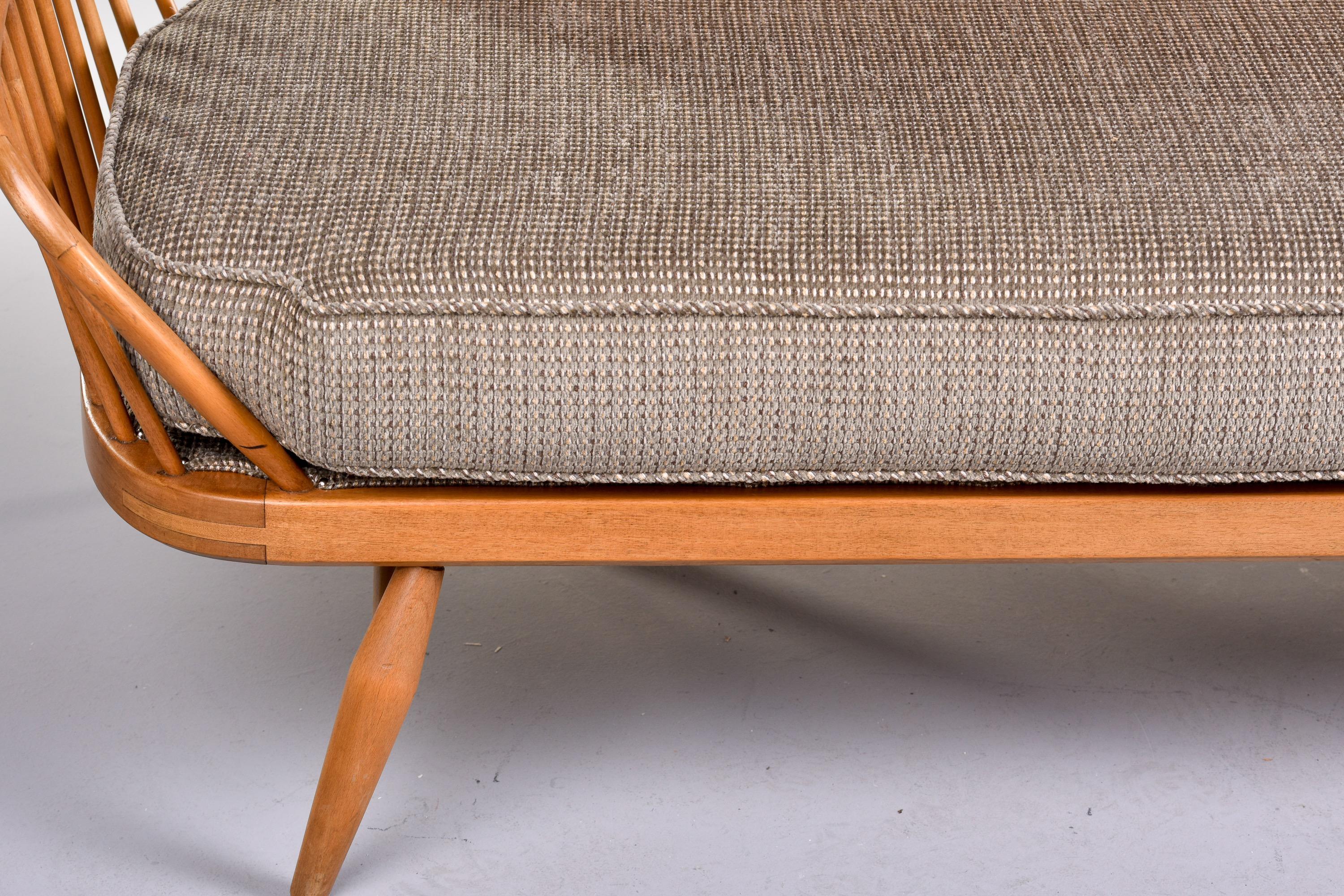 English Mid-Century Ash Frame Day Bed Settee with New Upholstery