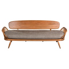 Mid-Century Ash Frame Day Bed Settee with New Upholstery