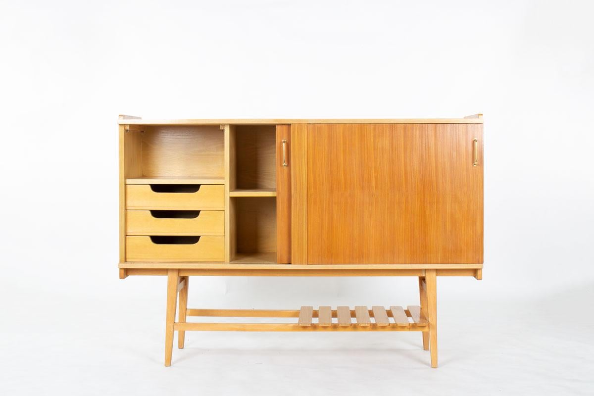 Eschenholzanrichte aus der Jahrhundertmitte von René-Jean Caillette für Charron, Frankreich, 1950er Jahre (Französisch) im Angebot