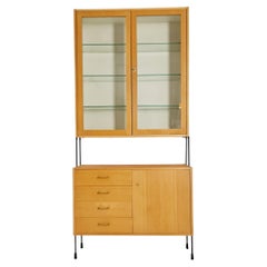 Mid century Ash wall shelving unit by Hilker for Omnia, Germany, 1960s