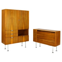 Mid Century Ash & Walnut Cabinets From Jitona, 1960s, Set of 2