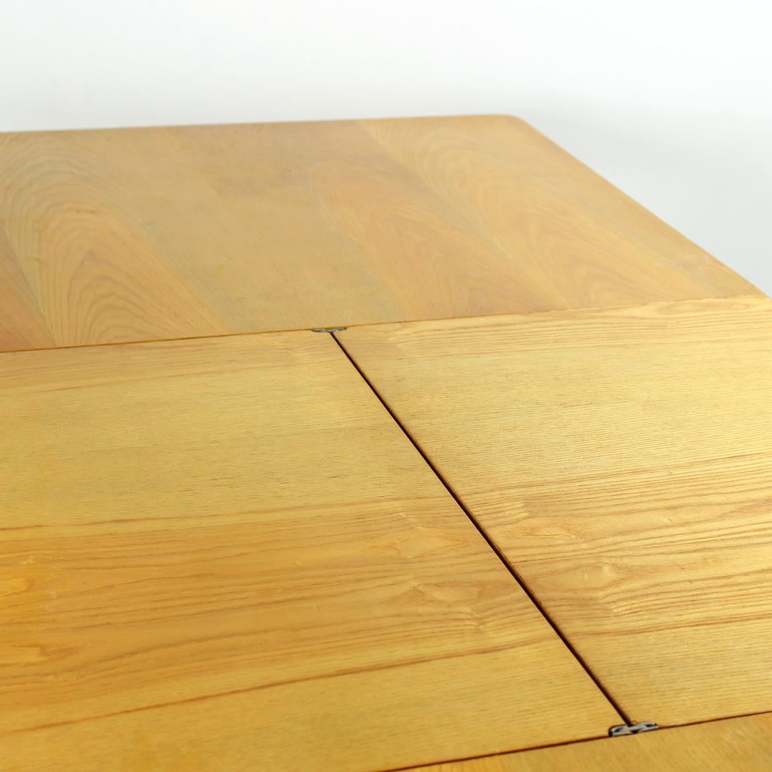 Mid Century Ash Wood Extendable Dining Table, Mier Czechoslovakia 1960s For Sale 9