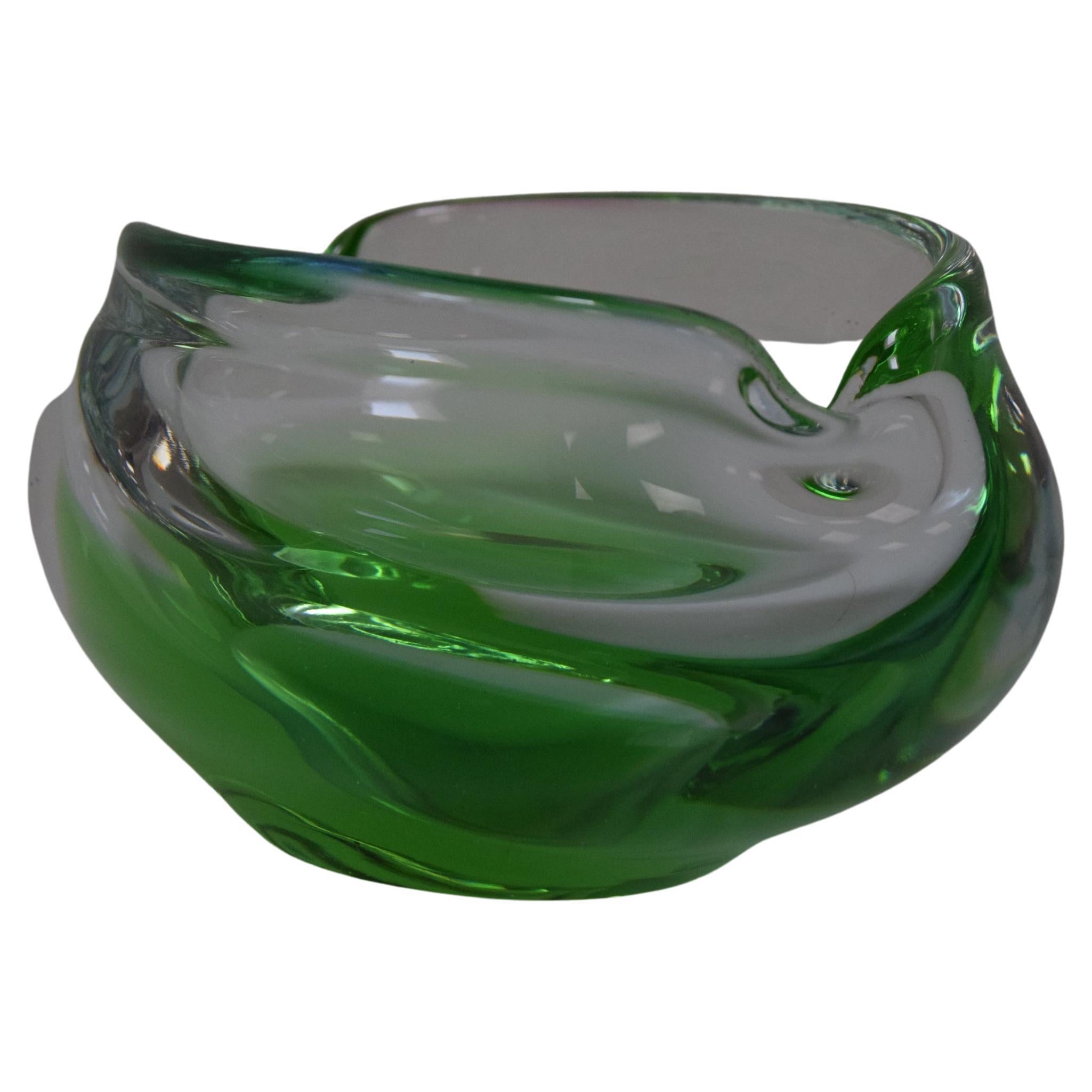 Midcentury Ashtray from Metallurgical Glass, by Glasswork Novy Bor, 1960s For Sale