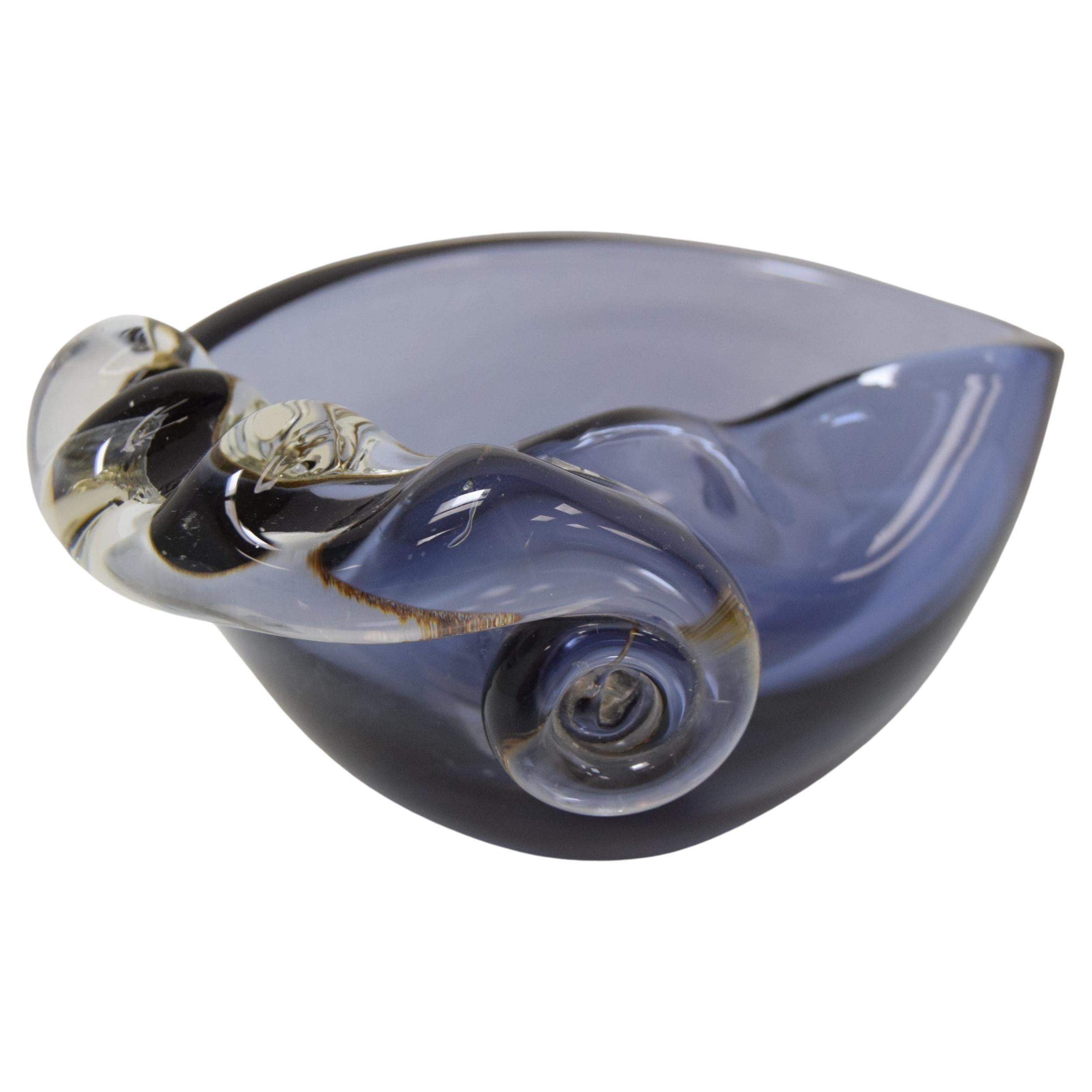 Midcentury Ashtray from Metallurgical Glass, by Glasswork Novy Bor, 1960s For Sale