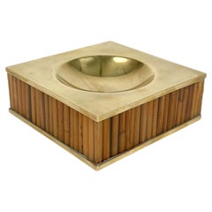 Mid-Century Ashtray or Vide-Poche Lucite, Bamboo and Brass, Italy, 1970s