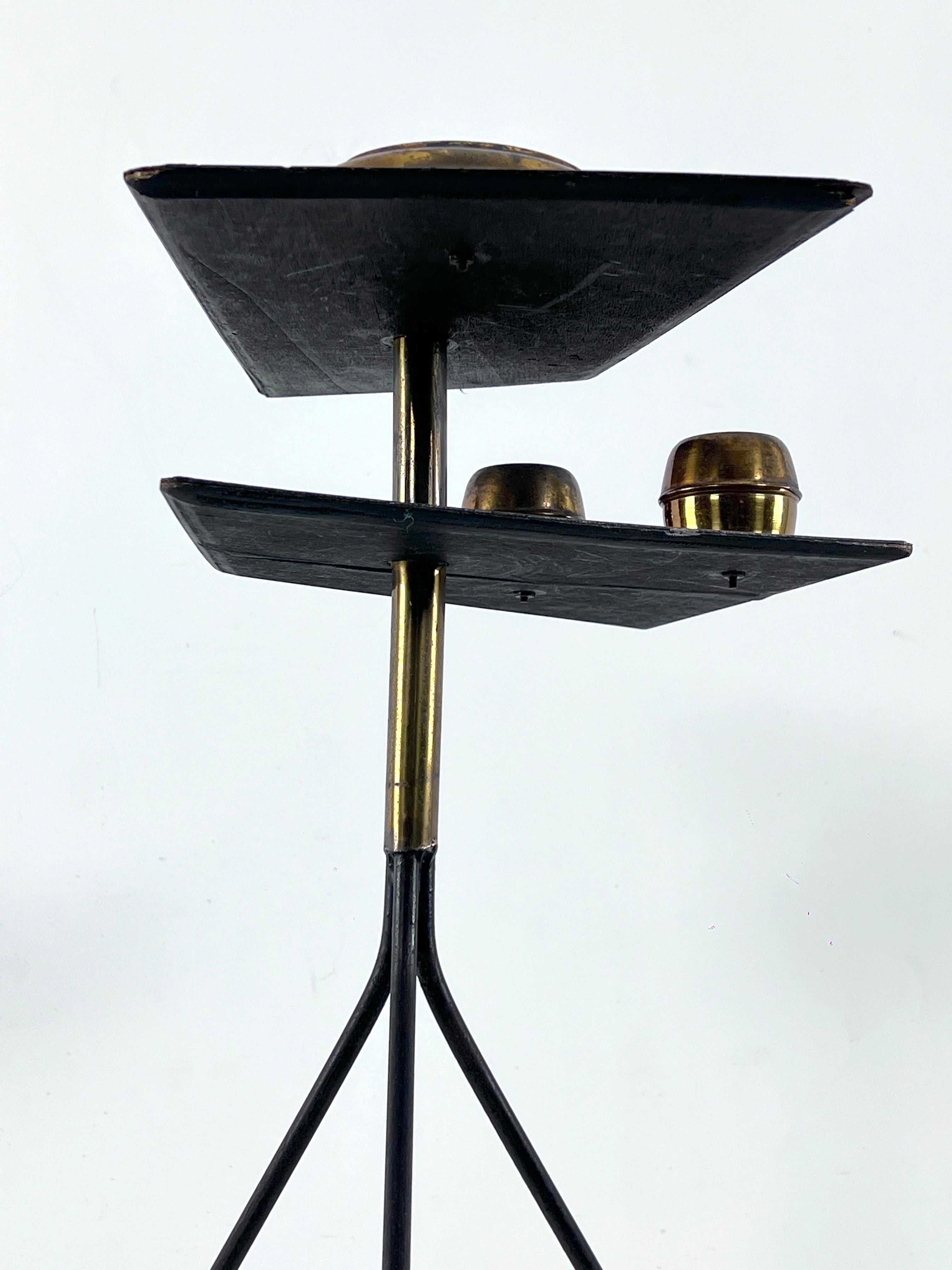 Mid-Century Modern Midcentury Ashtray Tripod in Brass and Formica, Italy, 1950s For Sale