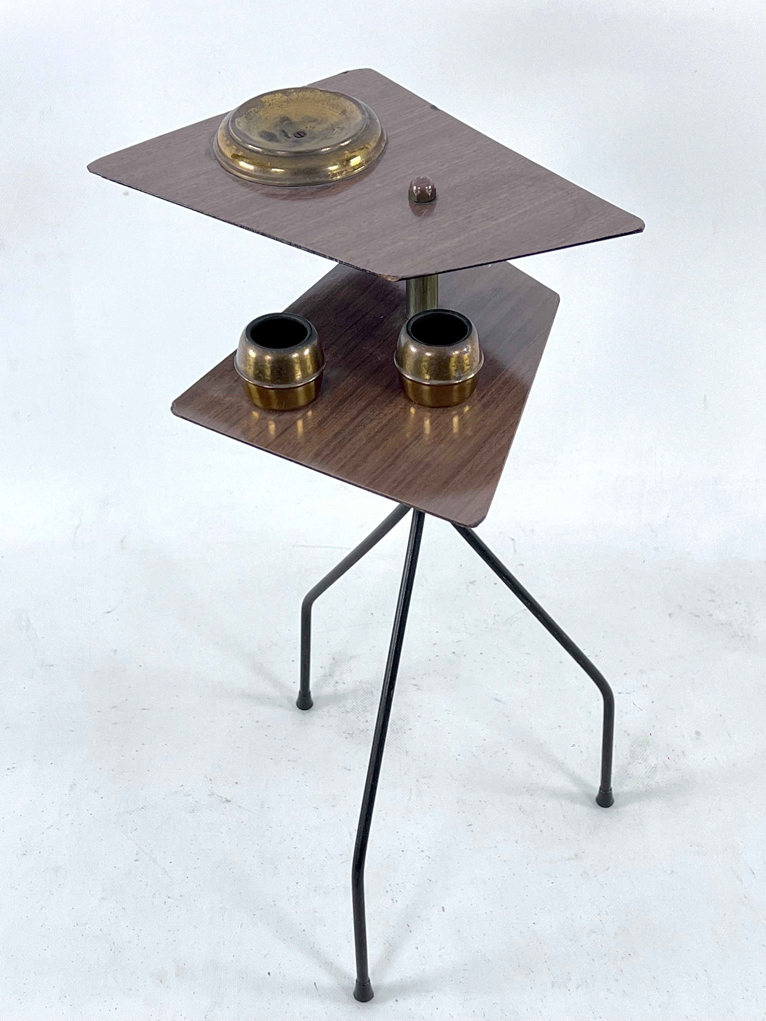 20th Century Midcentury Ashtray Tripod in Brass and Formica, Italy, 1950s For Sale