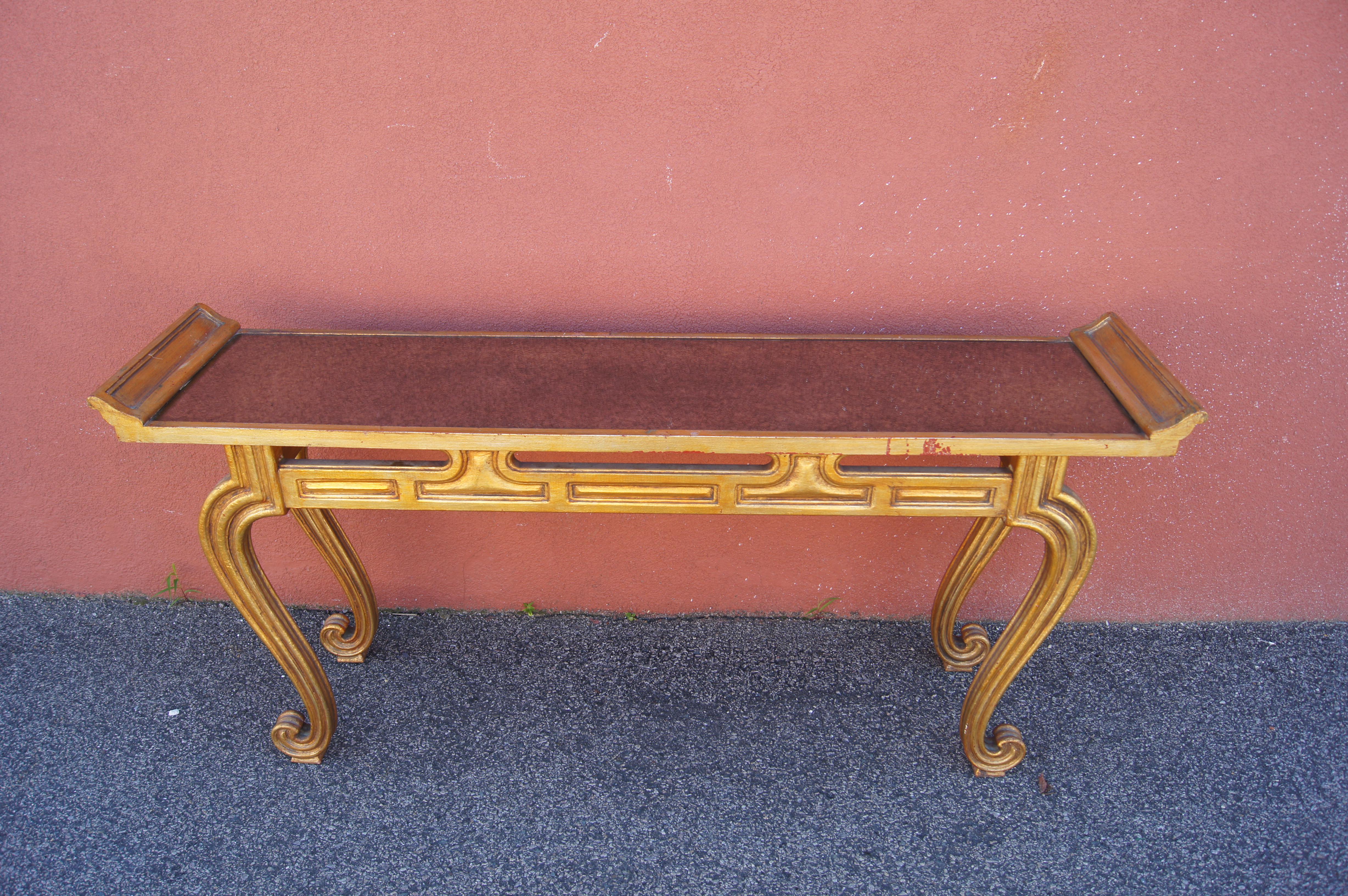 Chinoiserie Mid-Century Asian Altar-Style Console Table For Sale