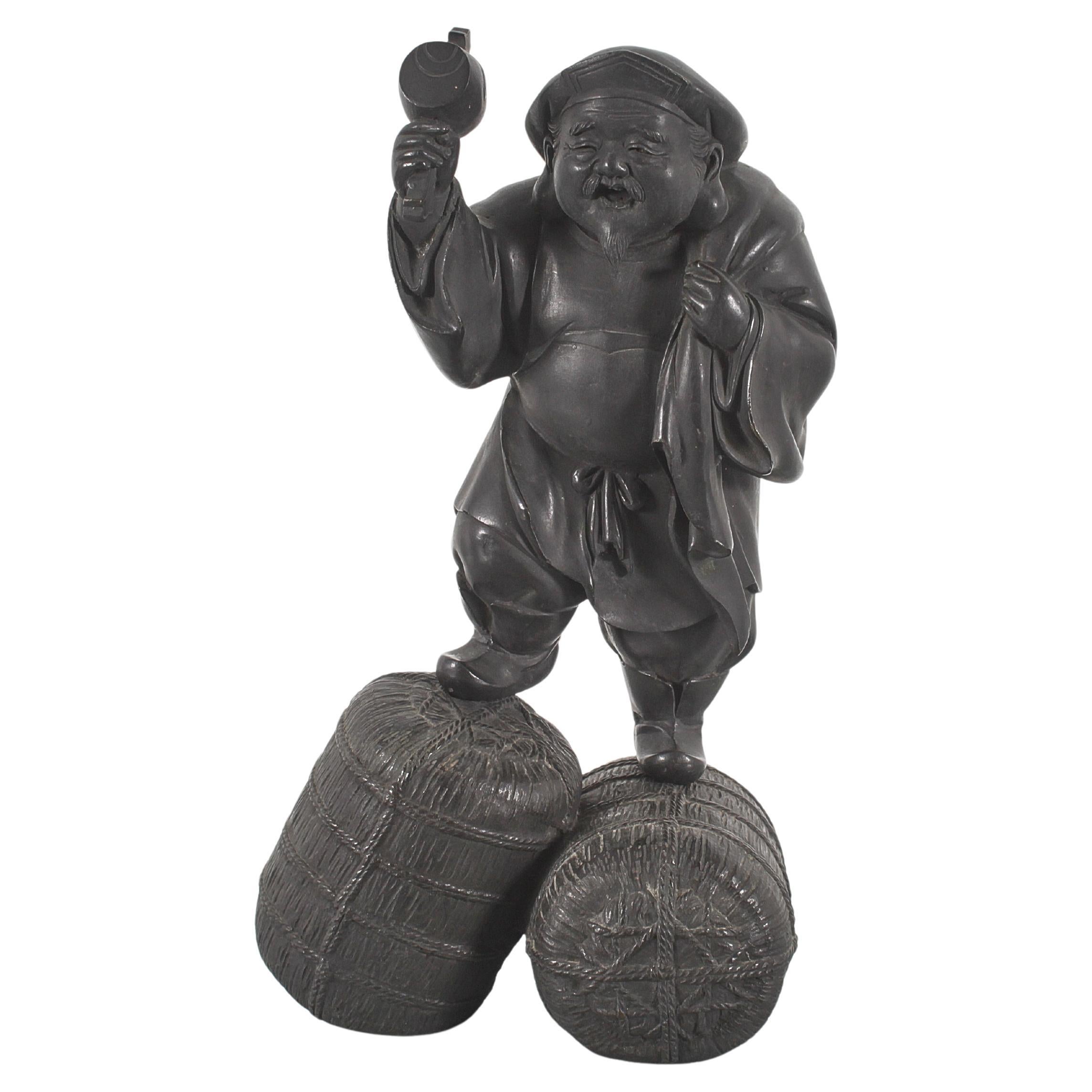 Mid-Century Asian Art Daikoku Bronze Sculpture Japan, Meiji / Taisho Period XX° For Sale