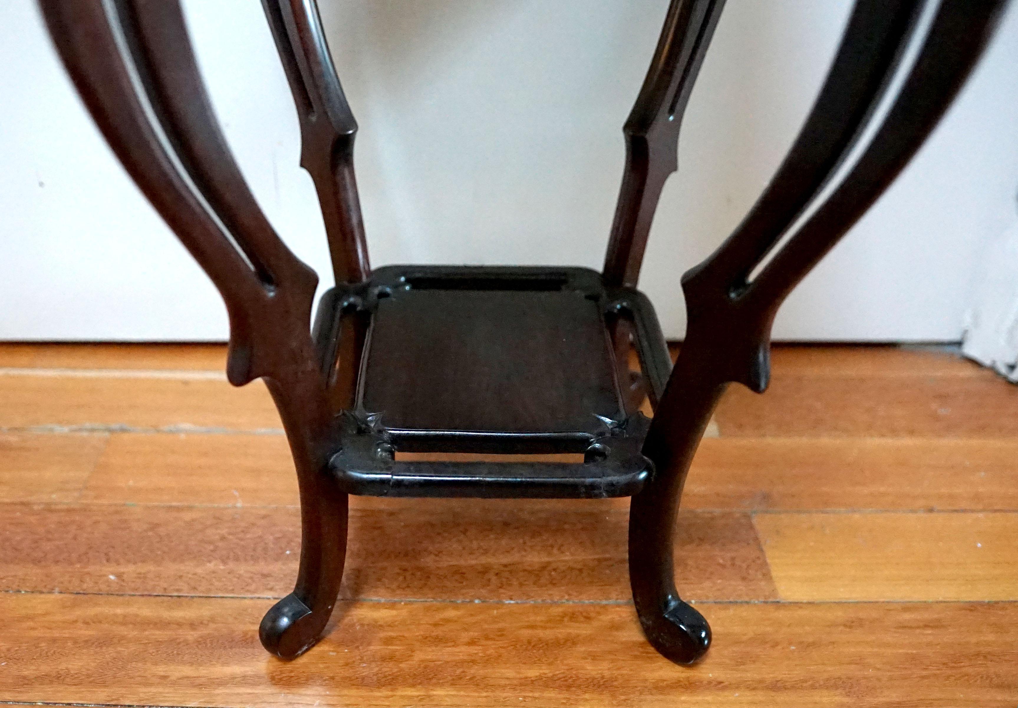 Mid Century Asian Carved Rosewood Plant Stand In Good Condition For Sale In Lomita, CA