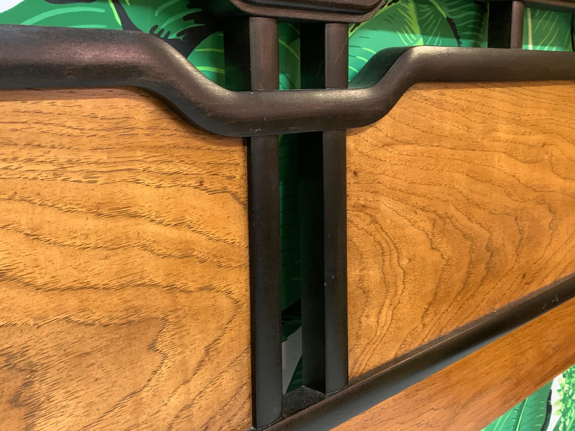 Asian Style headboard by Thomasville features a rich two-toned finish and a modern take on the Far East style. Good condition with only minor imperfections consistent with age.