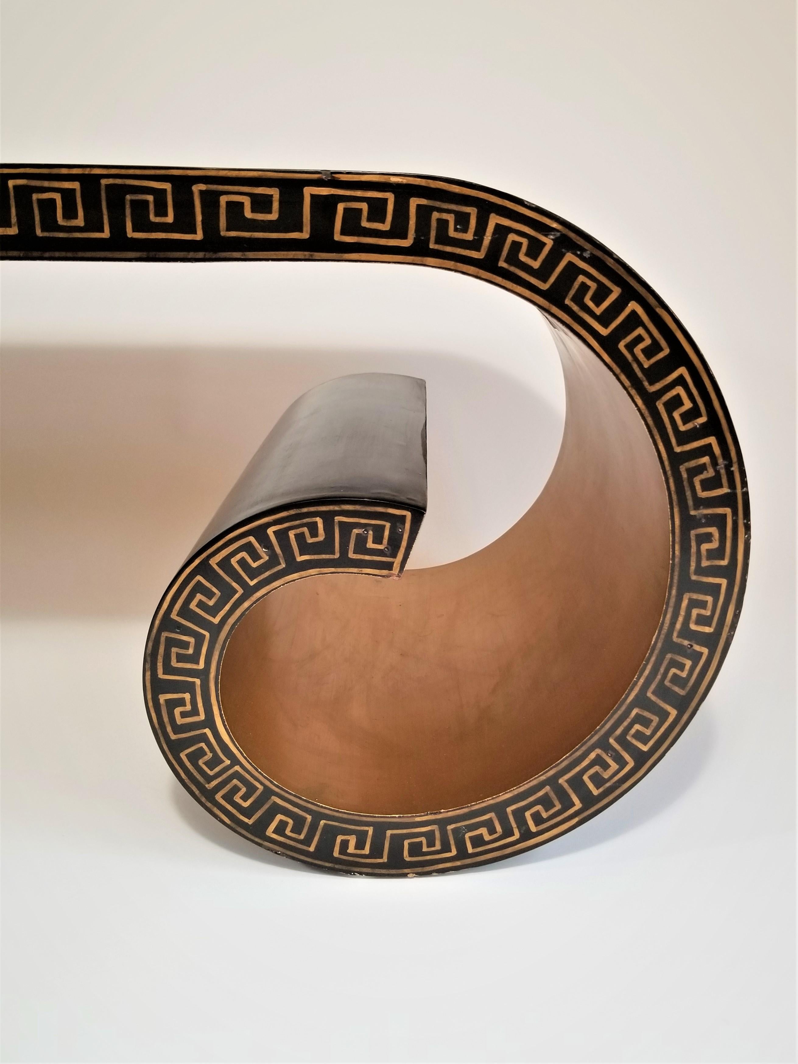 Midcentury Asian Greek Key Scroll Coffee Table with Gilded Accents / Interior 2