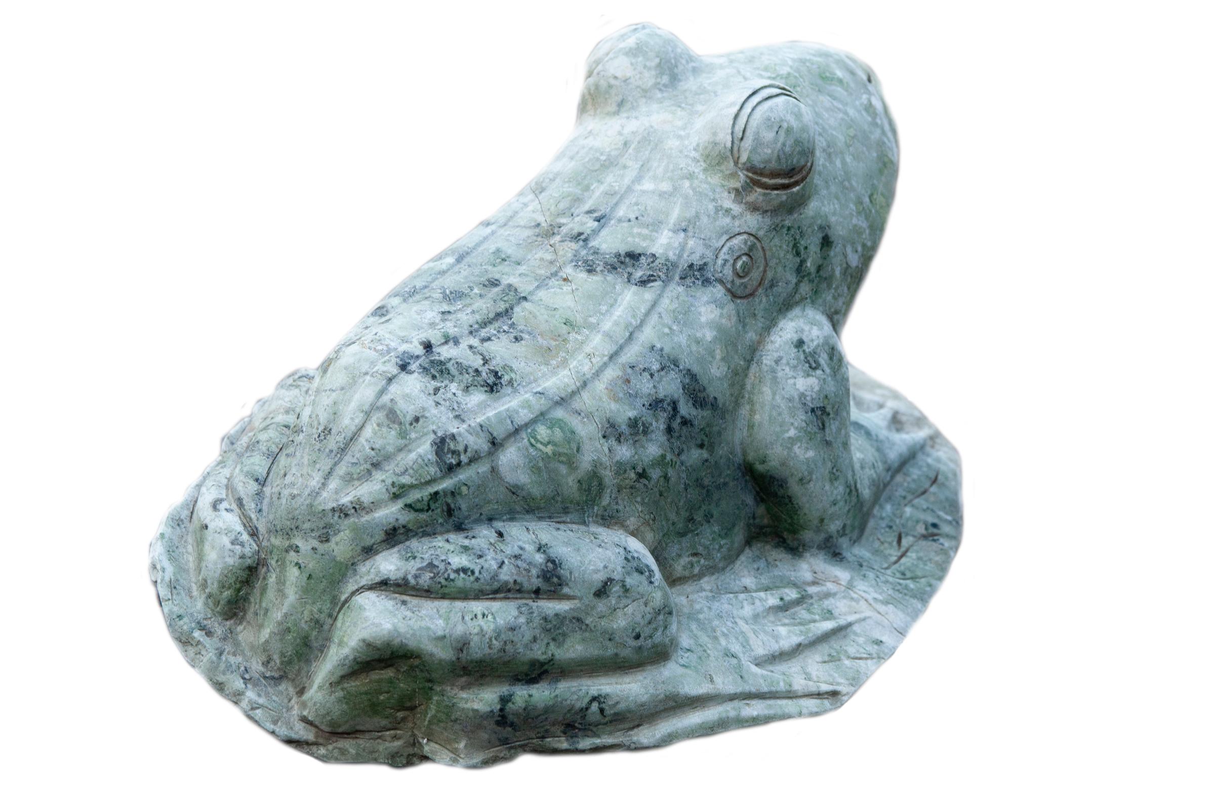 Hand-Carved Midcentury Asian Jadeite Frog For Sale