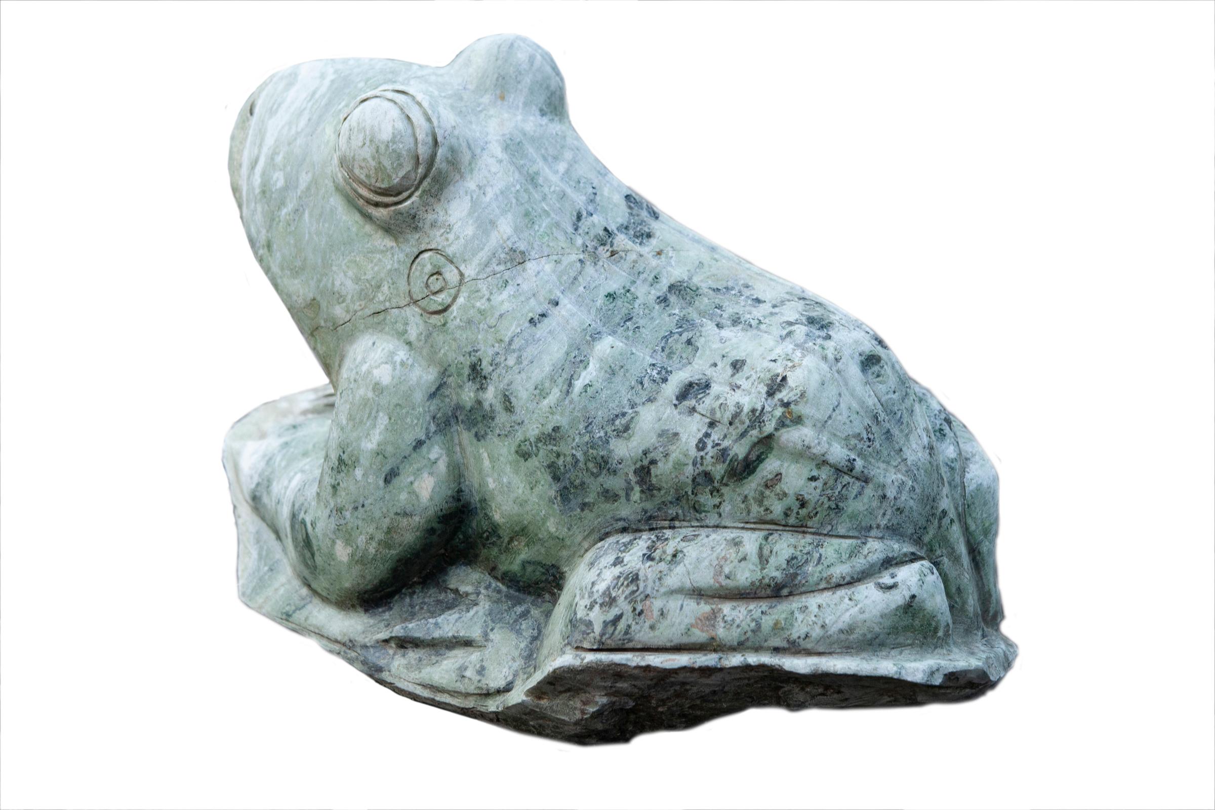 Midcentury Asian Jadeite Frog In Good Condition For Sale In Malibu, CA