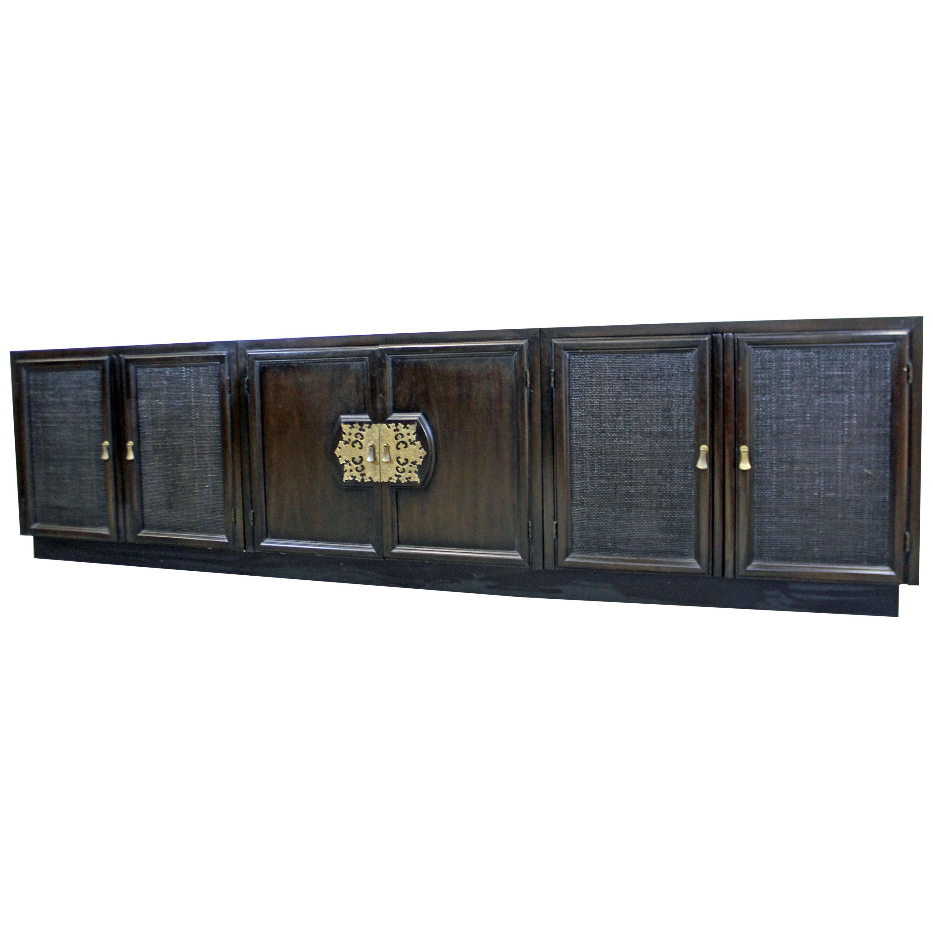 Midcentury Asian Macassar Elongated Low 4-Piece Credenza by John Stuart