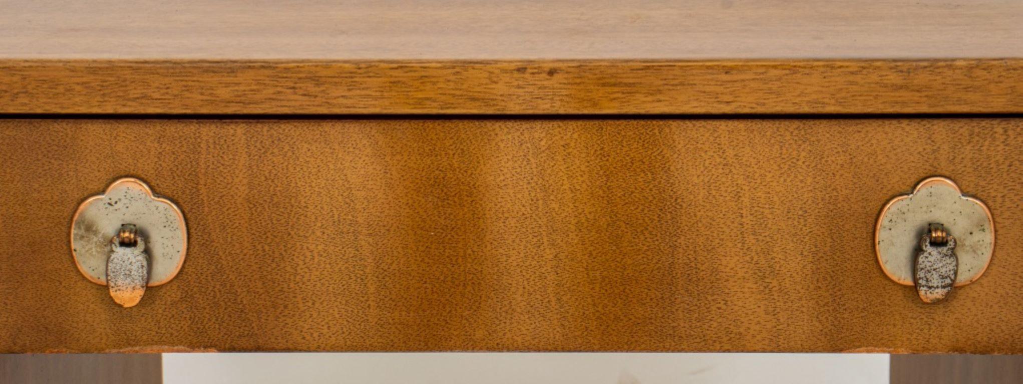 20th Century Mid-Century Asian Modern Walnut Kneehole Desk, 60s For Sale