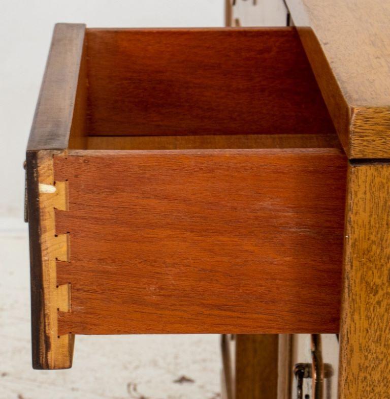 Mid-Century Asian Modern Walnut Kneehole Desk, 60s For Sale 5