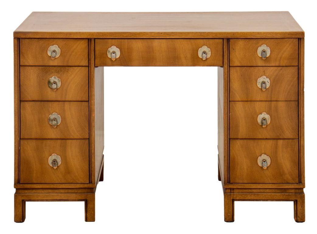 Mid-Century Asian Modern Walnut Kneehole Desk, 60s