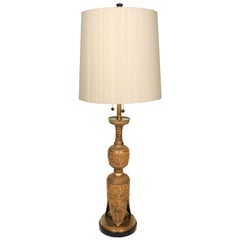 Midcentury Asian Motif Antiqued Brass Table Lamp by Marbro