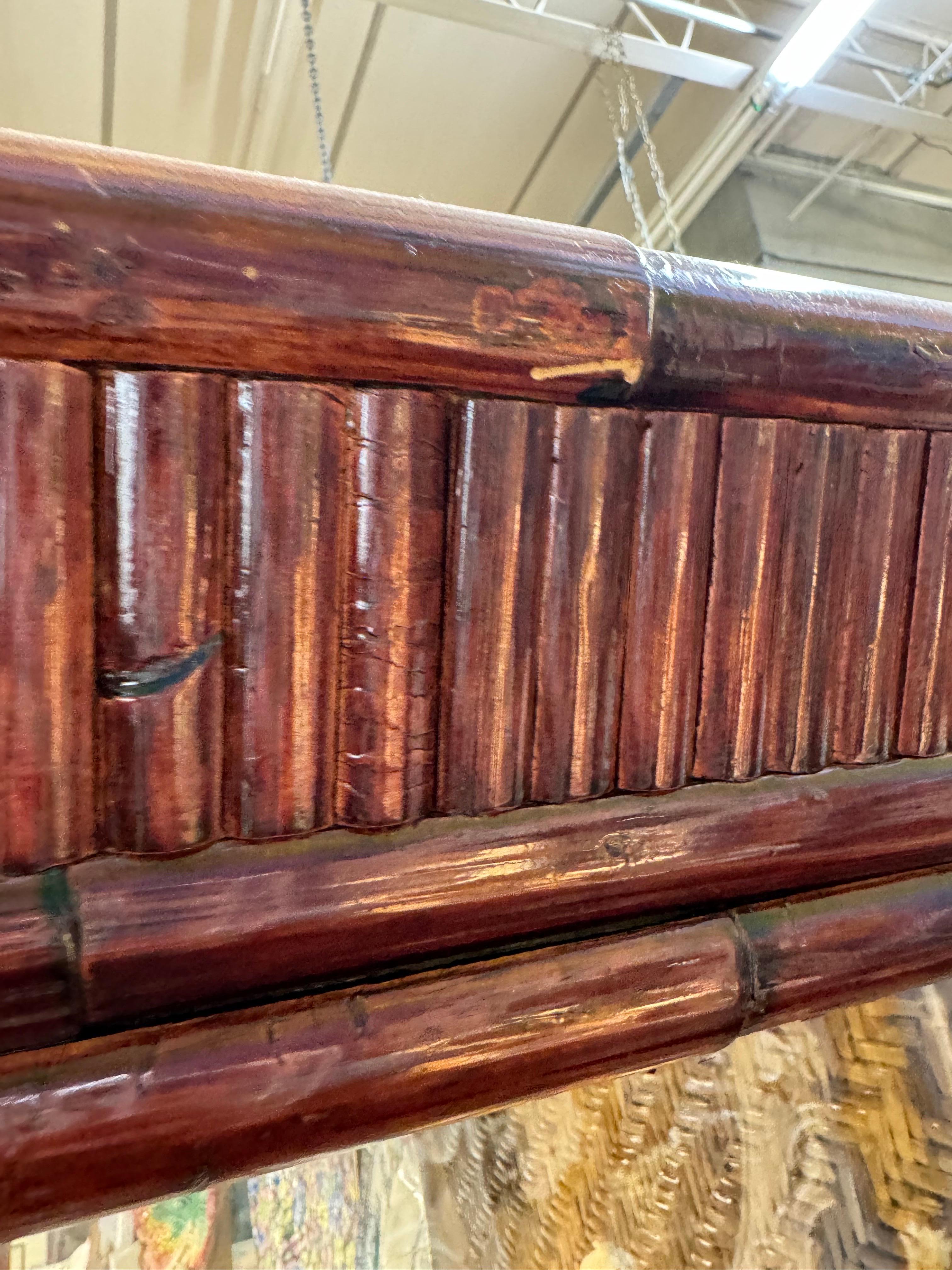 Mid-Century Asian Pagoda Style Bamboo China Hutch For Sale 8