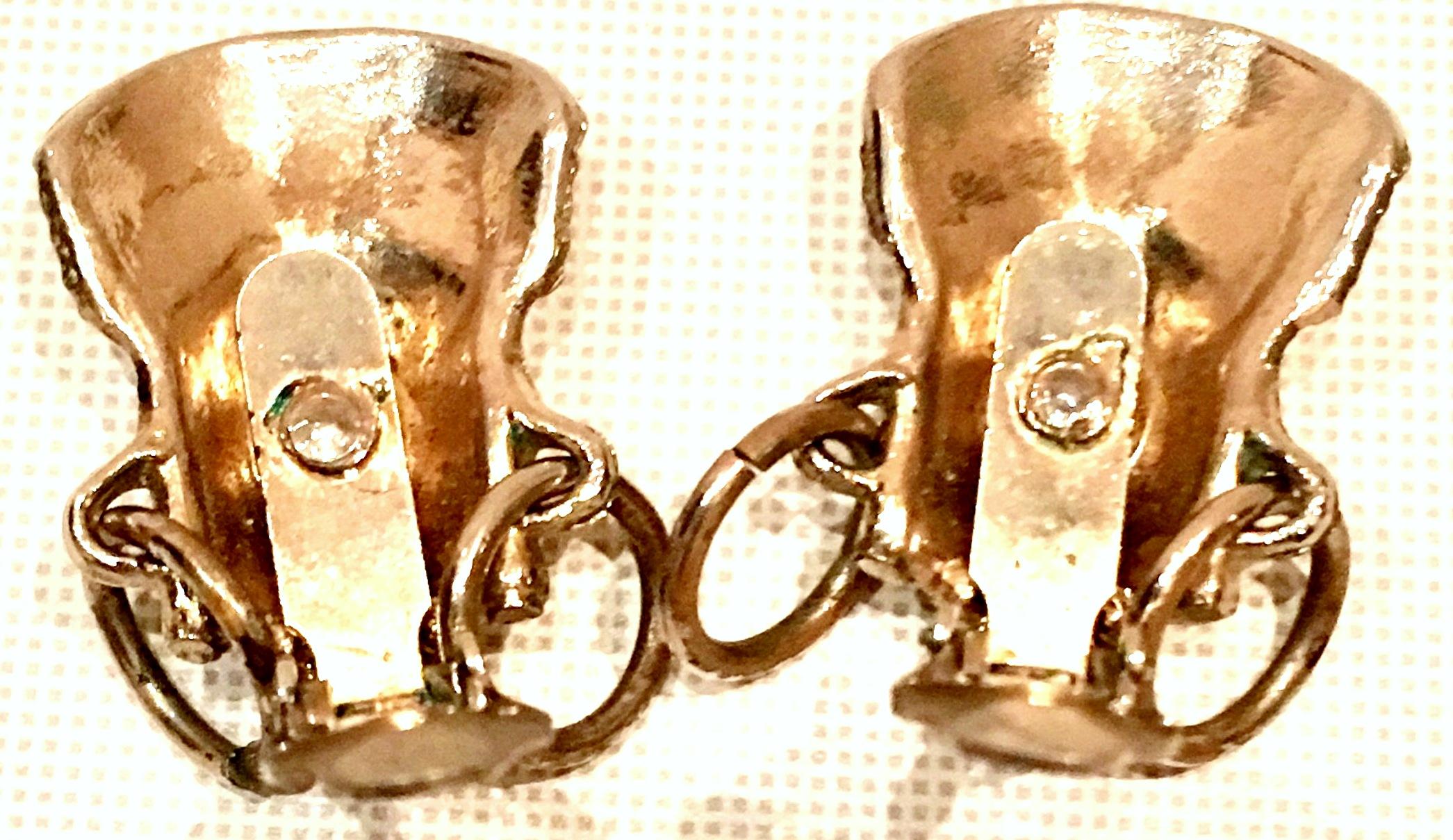 Vintage Selro Asian Princess Gold, Cinnabar & Faux Ivory Bracelet & Earrings S/3 For Sale 6
