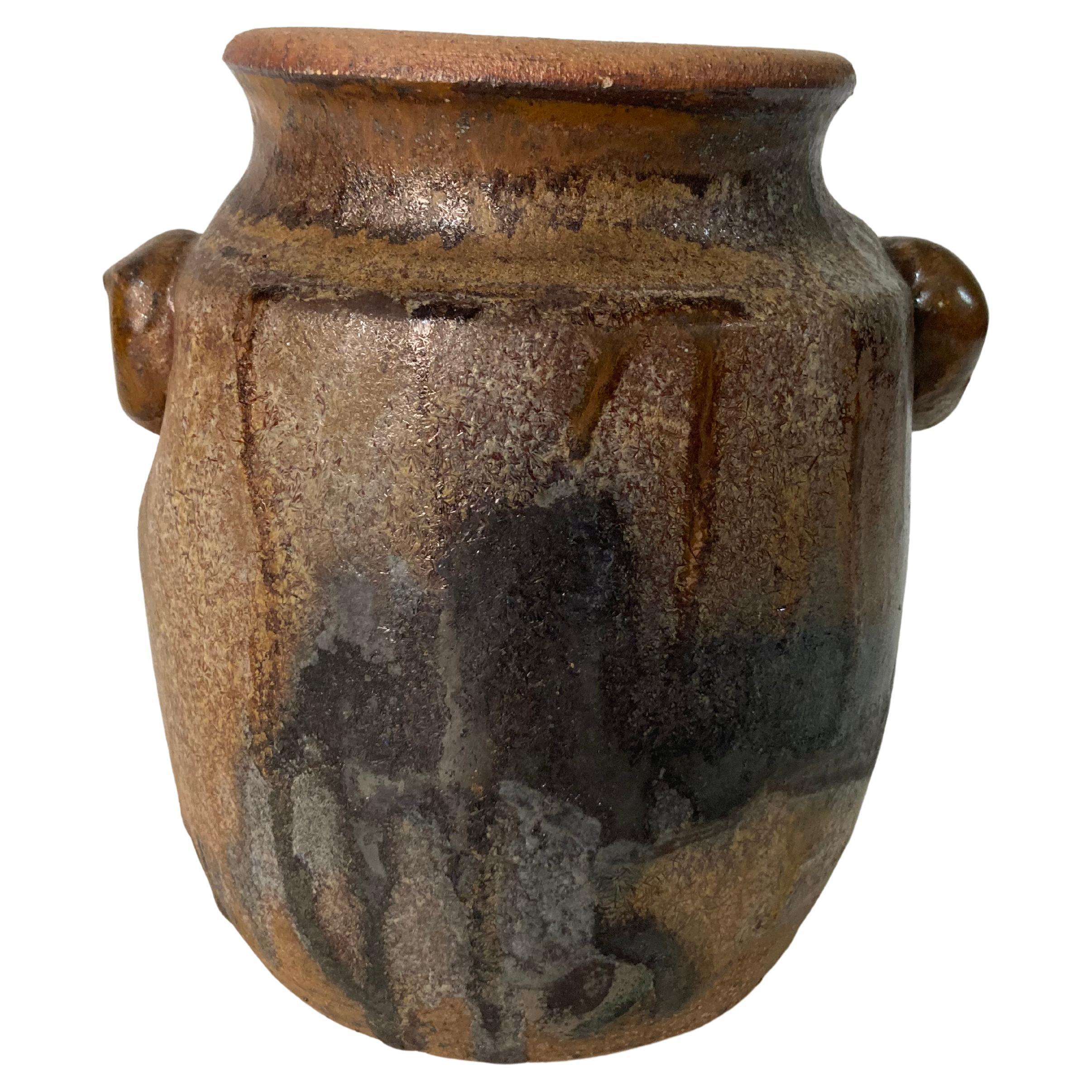 Vase de type Raku de style asiatique du milieu du siècle dernier