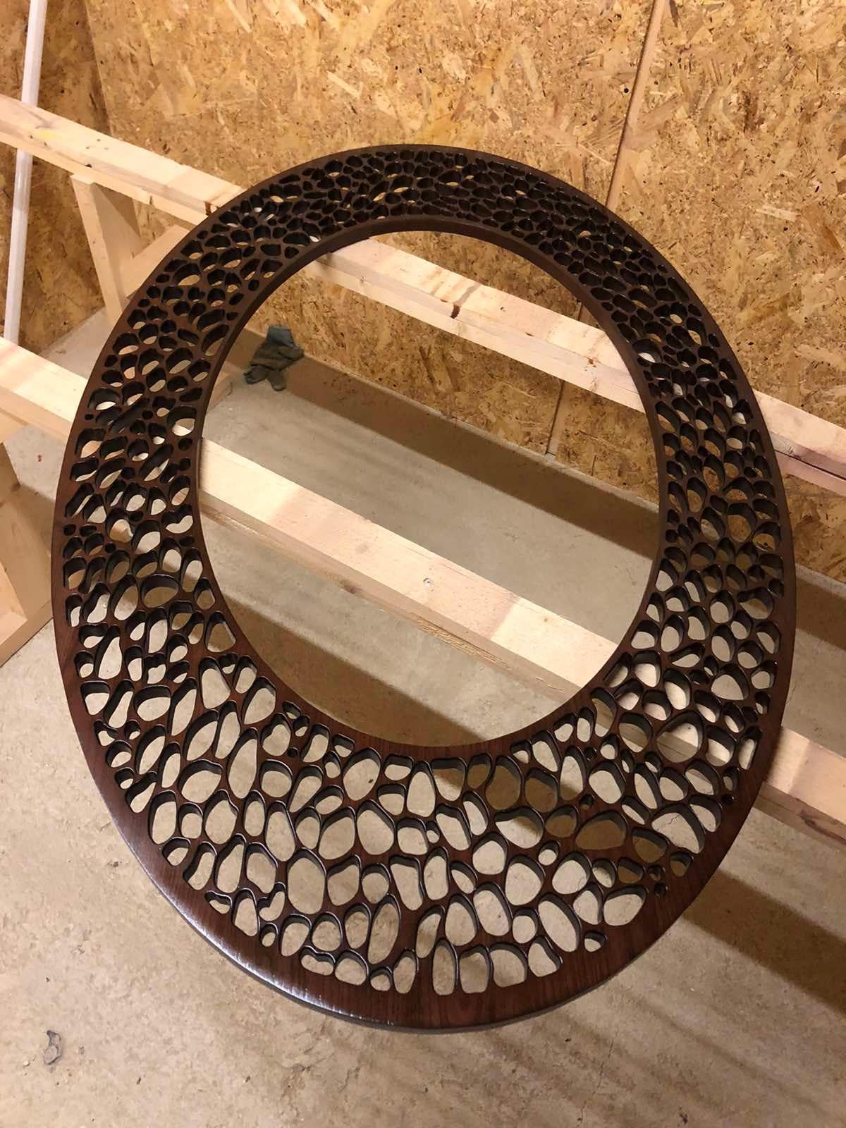 Mid-Century Astoria Ash Solid Wood Oval Mirror In New Condition For Sale In Naperville, IL