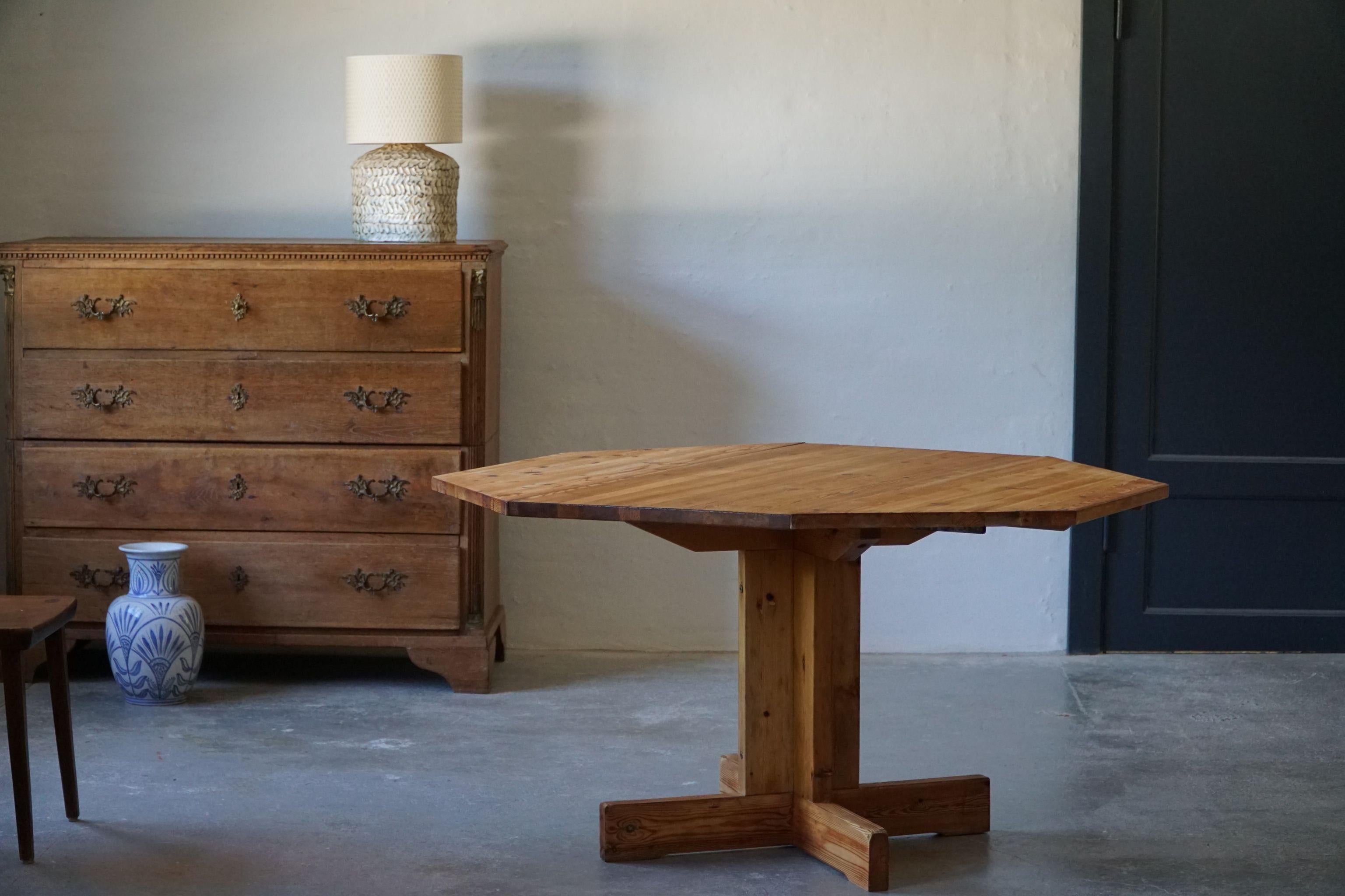 20th Century Mid Century Asymmetric Swedish Folding / Flip Table in Pine, 1950s For Sale