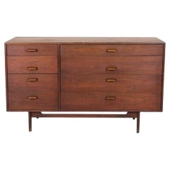 Mid century asymmetrical Walnut 8-Drawer Dresser by Jens Risom