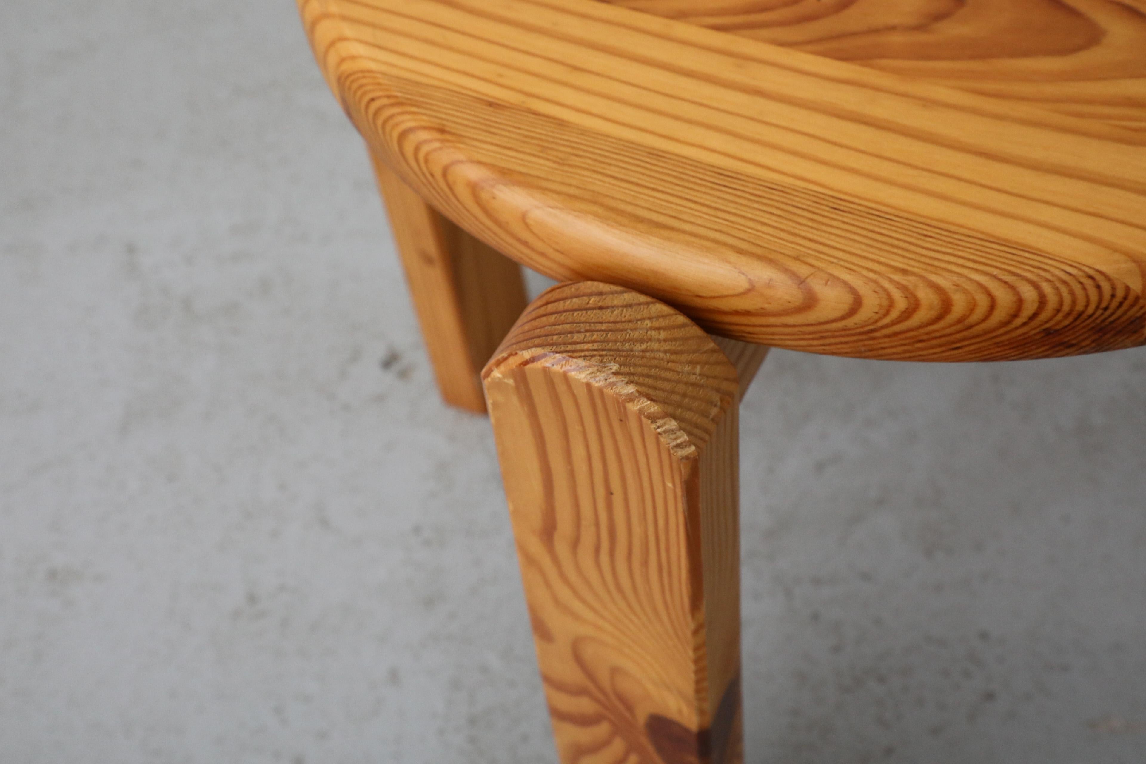 Mid-Century Ate van Apeldoorn Attributed Four Legged Pine Stool with Round Seat 4