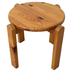 Mid-Century Ate van Apeldoorn Attributed Four Legged Pine Stool with Round Seat