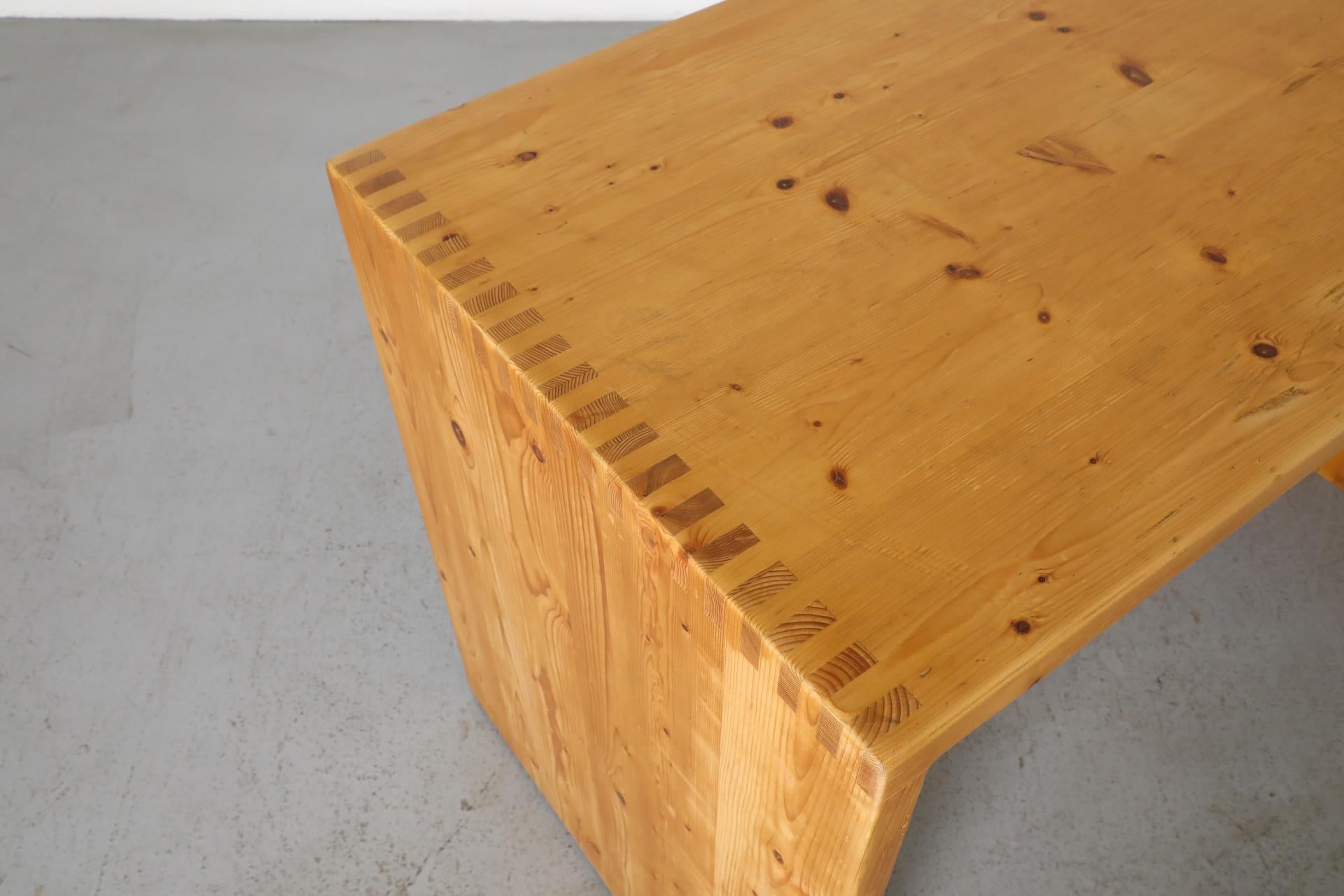 Mid-Century Ate Van Apeldoorn Pine Waterfall Desk or Vanity with Drawers 6