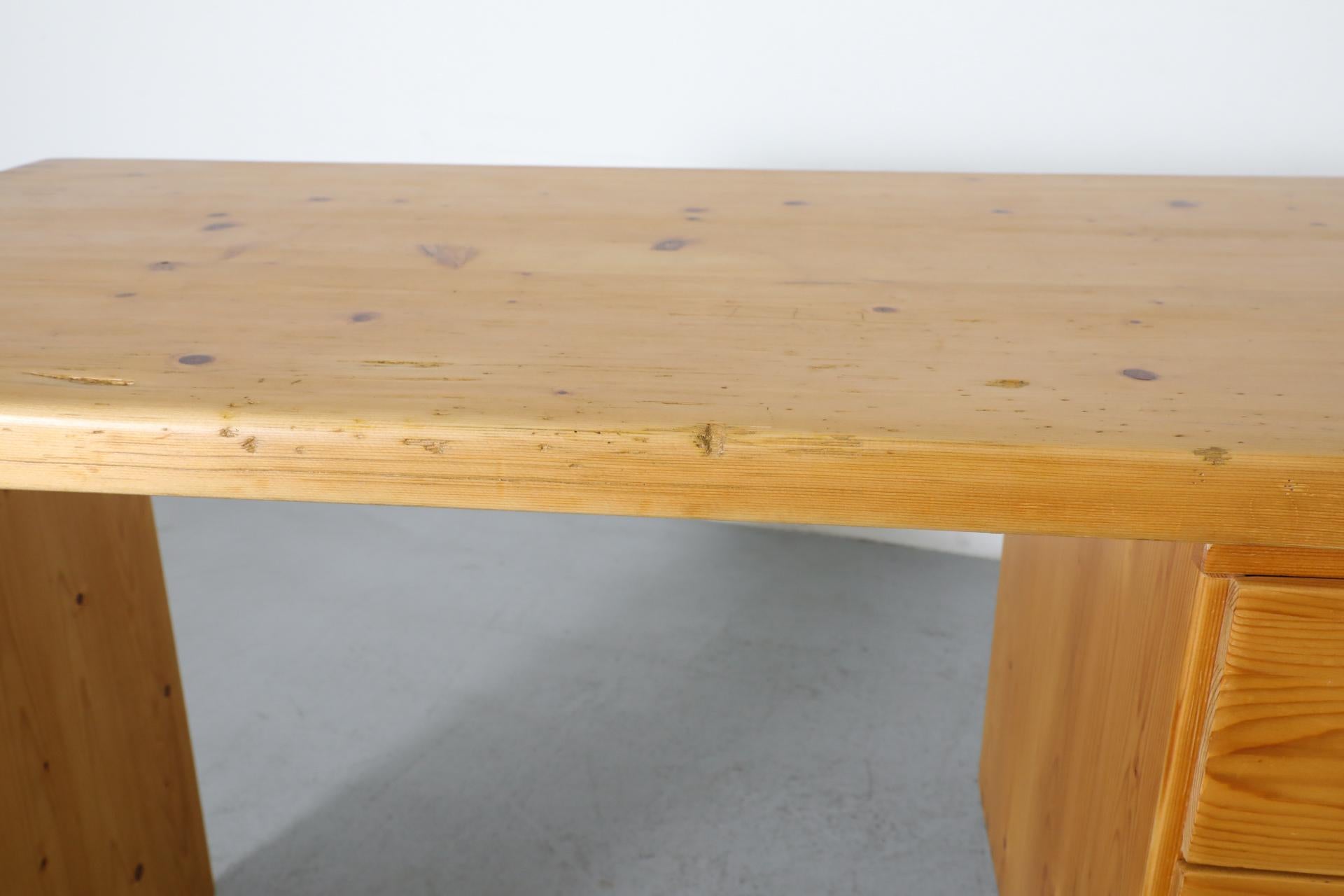 Mid-Century Ate Van Apeldoorn Pine Waterfall Desk or Vanity with Drawers 9