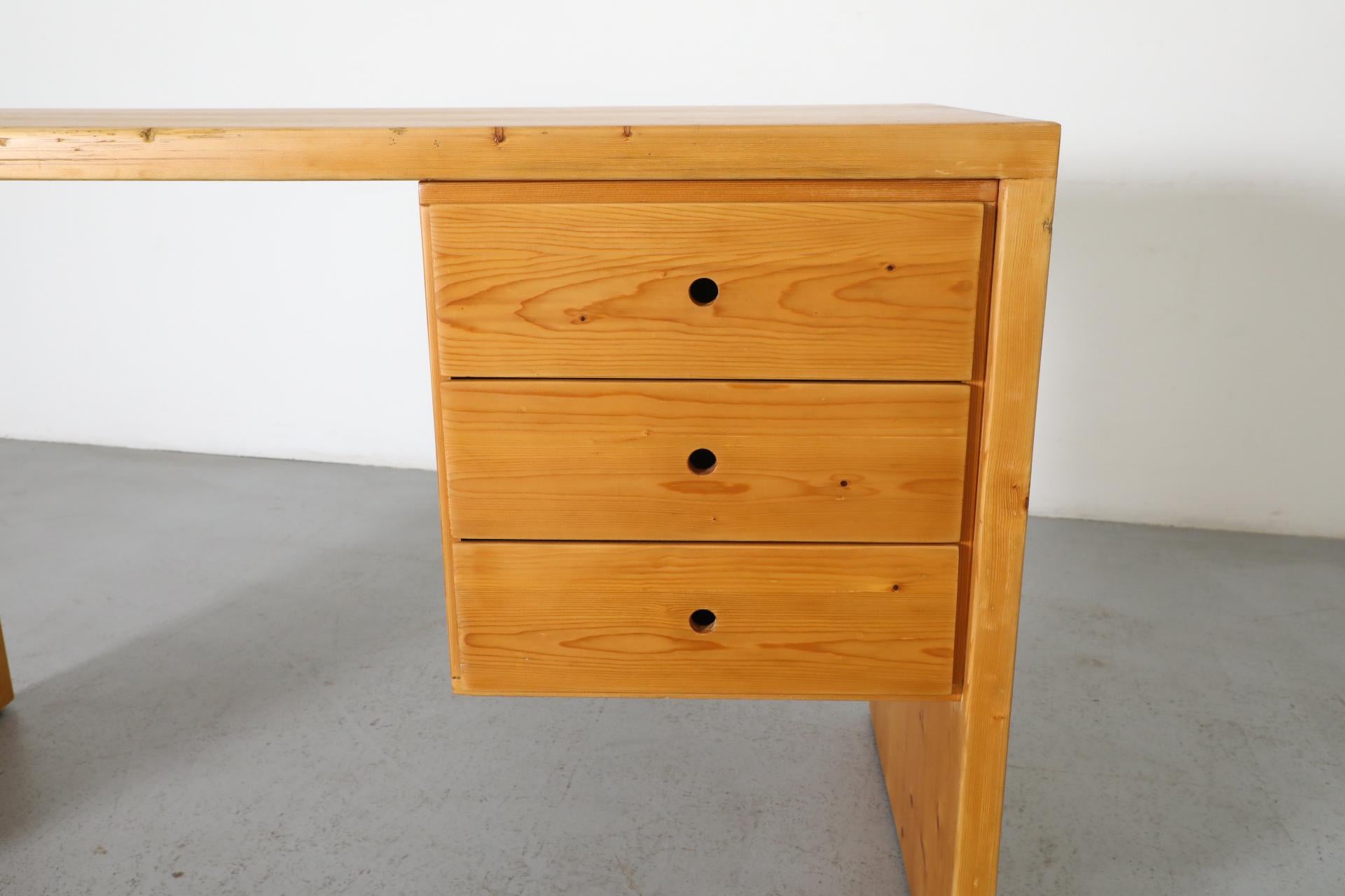 Mid-Century Ate Van Apeldoorn Pine Waterfall Desk or Vanity with Drawers 12